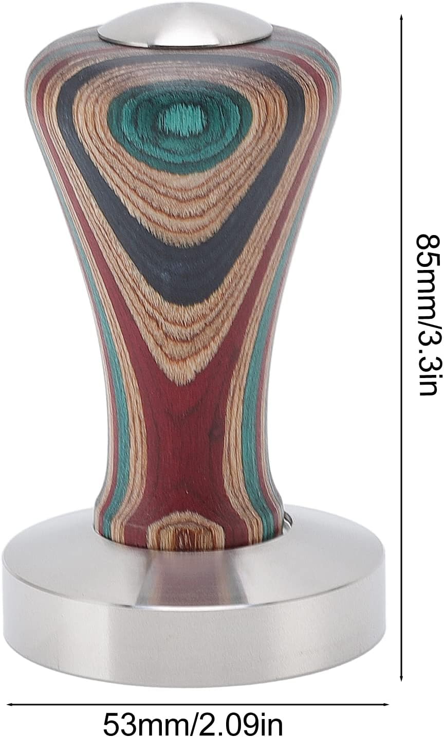 anfoalfmo Coffee Tamper, 51/53/58mm Espresso Press Stainless Steel Flat Base Espresso Tamper with Colorful Wooden Handle Powder Hammer for Coffee/2668(53mm) 5 61 jacu k8L. AC SL1500