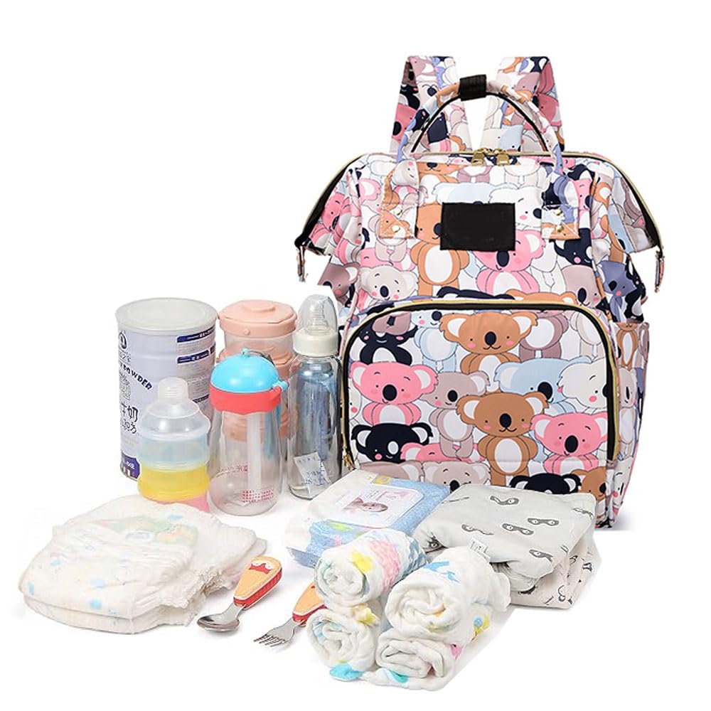 BabyMoon Mother Diaper Bag Lightweight Multifunctional Travel Unisex Diaper Backpack | Multi Teddybear-image-21