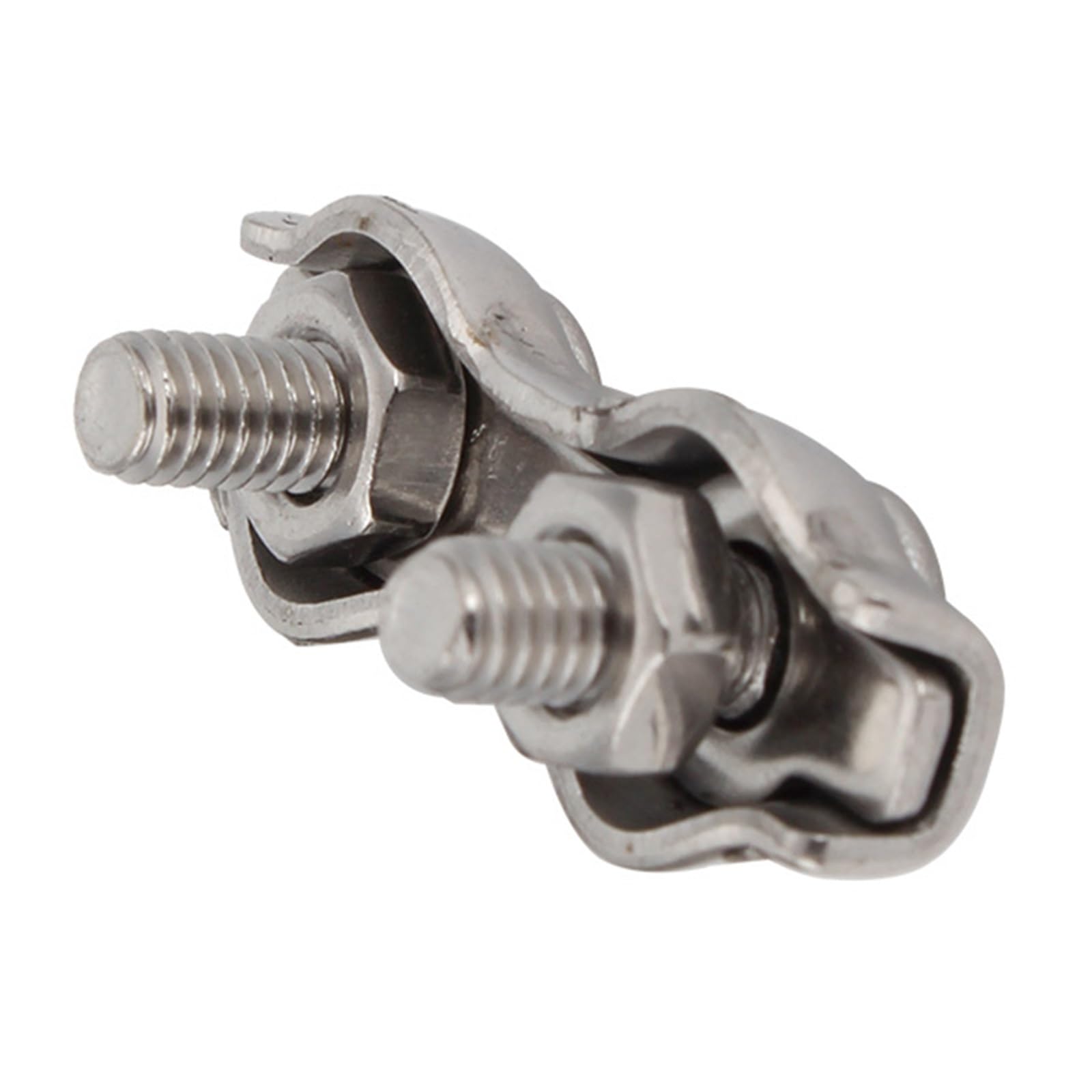 10 Stück Drahtseil-Klemmen Edelstahl - Für 1,5-2mm Kabel | 4,5mm Bohrung, 15x8mm