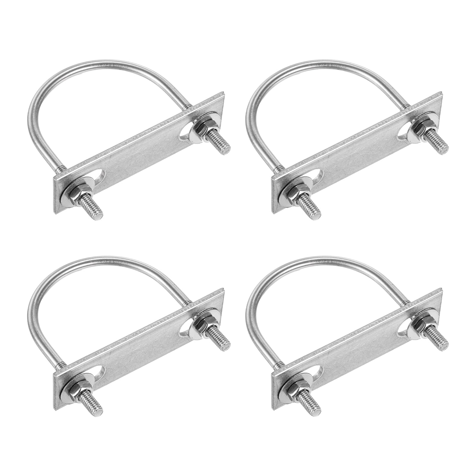DTGN M6x60x80mm U Bolts Round Kit - 4Set - 304 Stainless Steel U-Bolt Kit with Nuts, Washers, Frame Plate - Good for Pipe, Trailer, Automotive, Leaf Spring Fastener