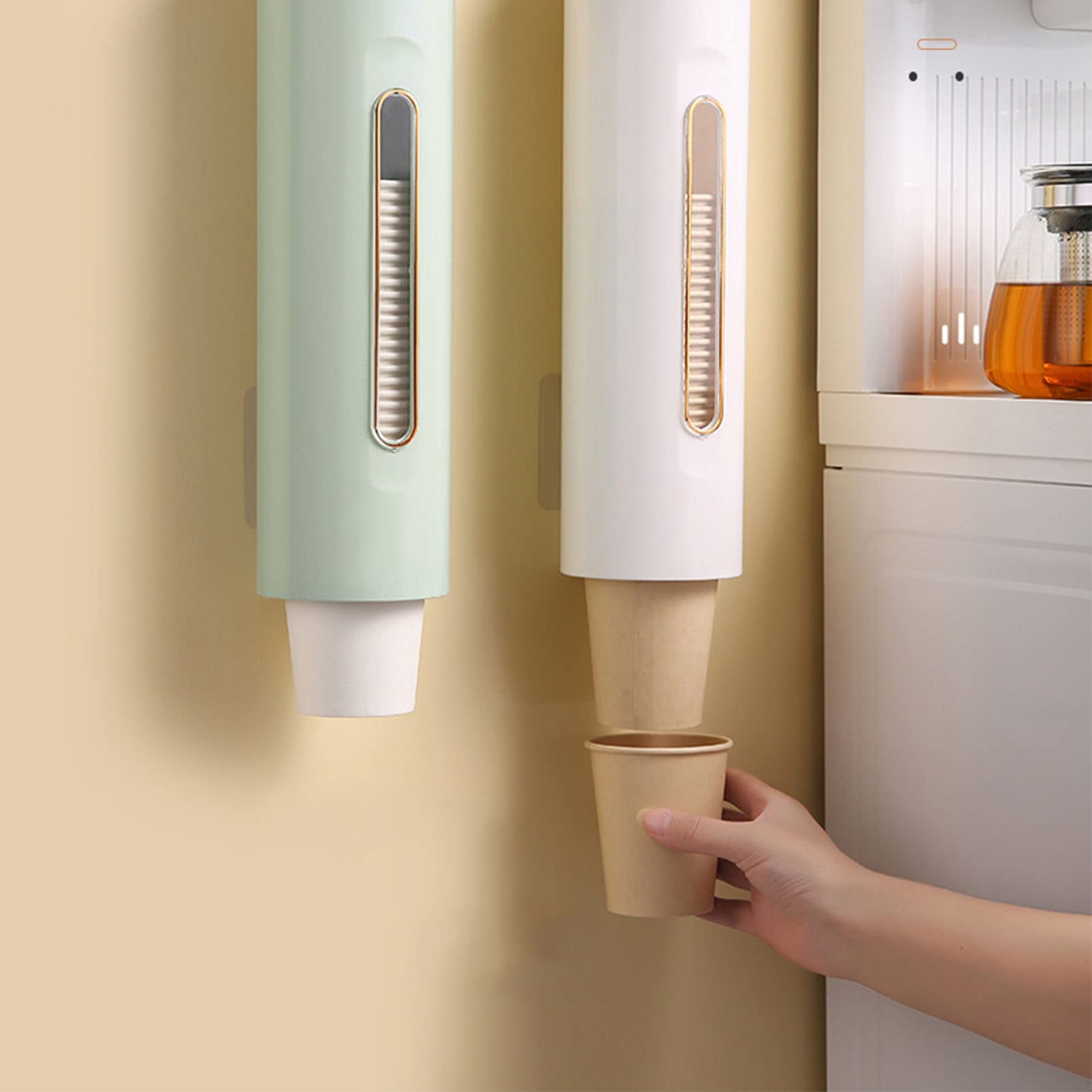 Becherspender, an der Wand Montierter Wasserbecherhalter-Spender mit Transparentem Fenster, Einweg-Pappbecher, Plastikbecherspender für das Heimbüro, Krankenhaus, Fitnessstudio (Grün)