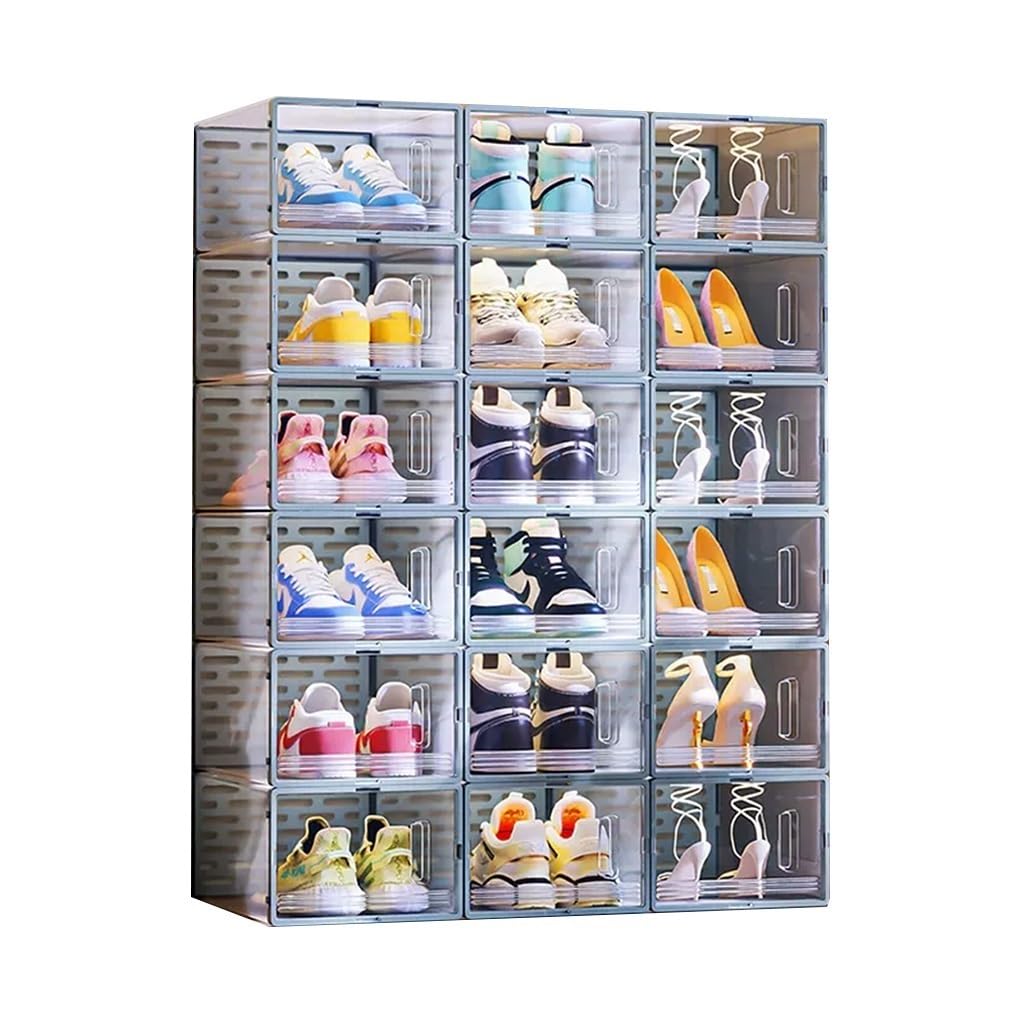 C Schuhschrank Nizer, platzsparender Kunststoff-Schuhaufbewahrungsbehälter, 18er-Pack, stapelbares Schuhregal für Schrank, langlebiger Schuhhalter, maximiert Platz