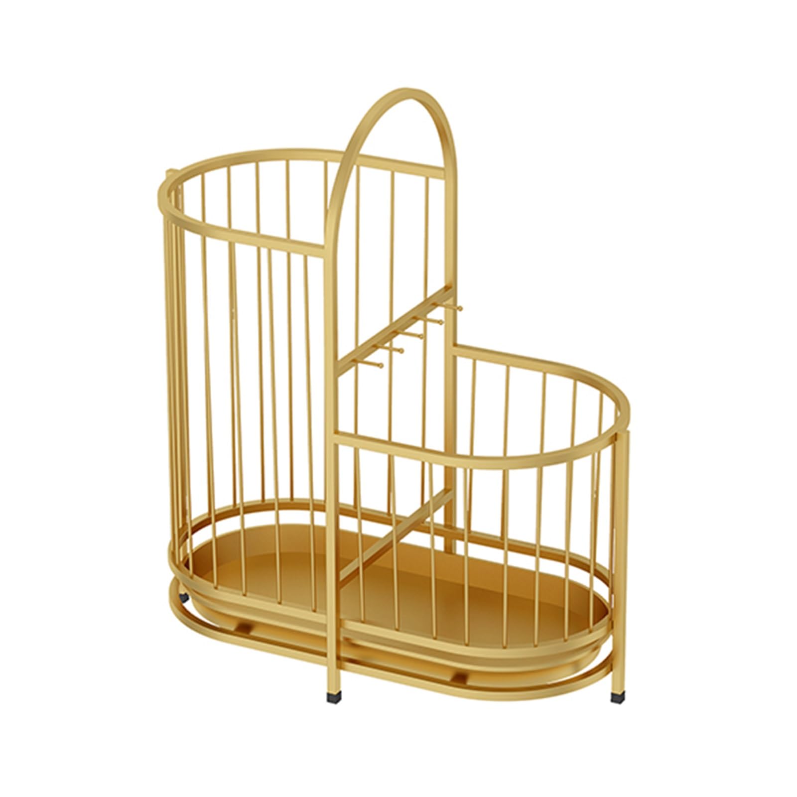 BHFPFZA Metal Freestanding Round Umbrella Stand with Drip Tray and Hook Gold (42cm)