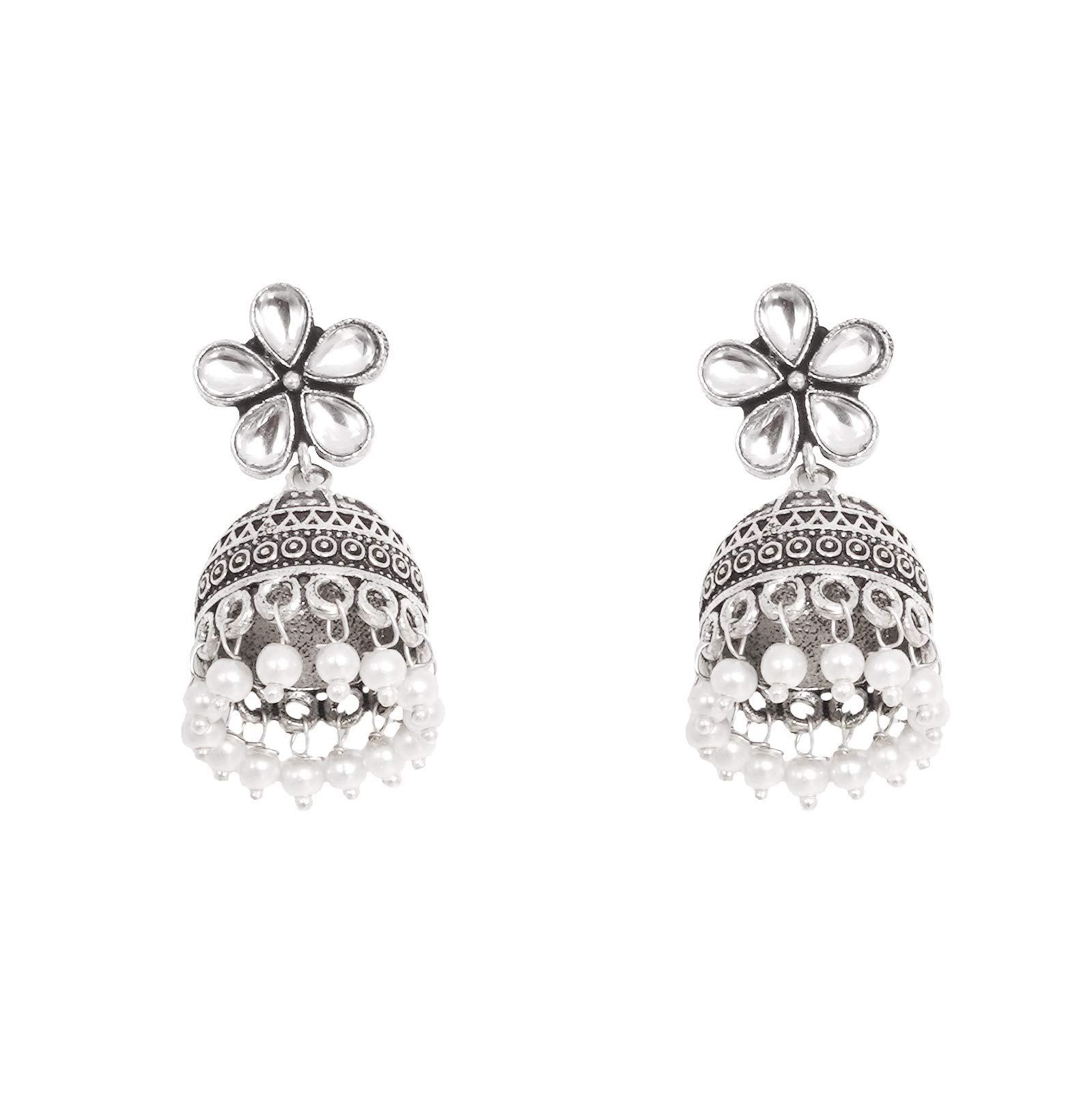 Teejh Luminous Polki Silver Oxidised Pearl Jhumki Earrings For Women (B08YDCNKHK) Amazon Price History, Amazon Price Tracker