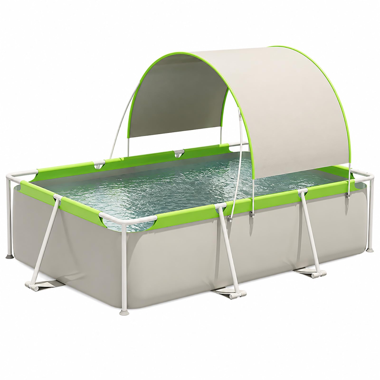 Piscina Fuori Terra Rettangolare con Tettuccio, Piscina Familiare | Grande Piscina da Giardino con Struttura Resistente e Parasole Estivo(74.8in/190cm)