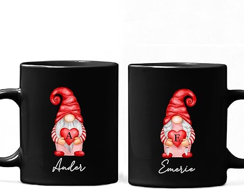 Miniatura 27 de Taza de cerámica de Navidad para pareja, taza de cerámica de Navidad con nombre inicial personalizado, tazas de café personalizadas para esposo