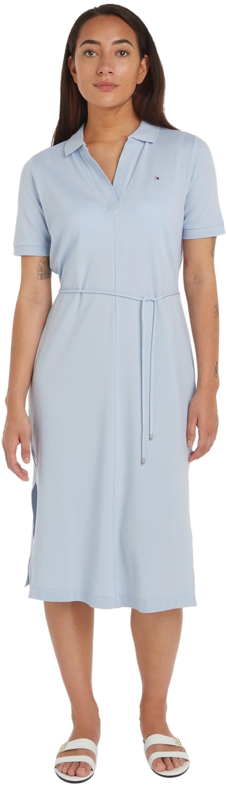 Tommy Hilfiger Donna Abito a Polo Midi Dress Maniche Corte