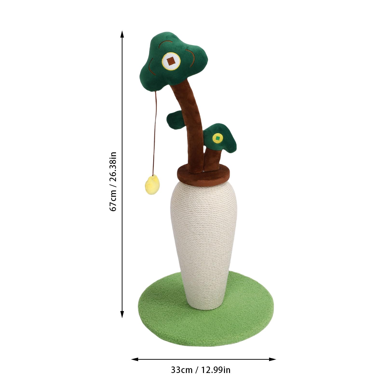 HEEPDD Post de Rasguños de Gato, Scratcher de Mascotas Post Gato Sisal Juguete de 33 Pulgadas Diseño de árbol de Dinero con Cuerda Sisal y Tela de Felpa para Gatos Interiores Gatitos