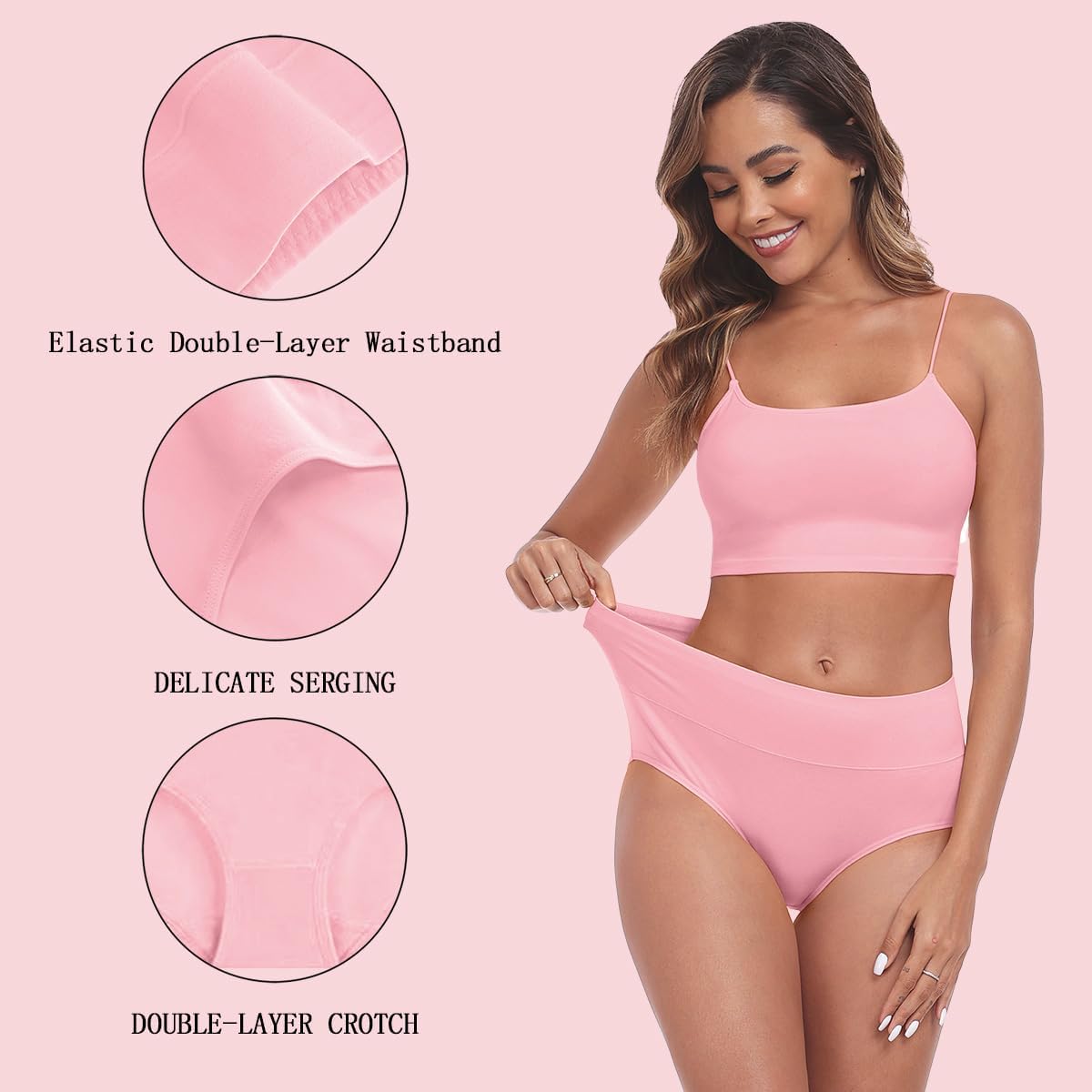 IWOLLENCE Womens Cotton Postpartum Underwear High Waisted Full Coverage Panties Plus Size & Regular - Image 3