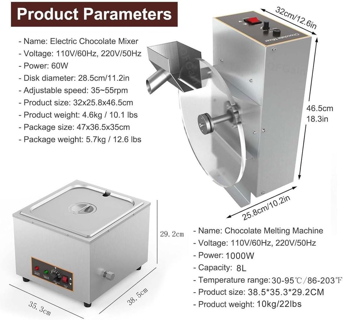 Electric Chocolate Tempering Machine,1000W Chocolate Wheel Melting Depositing Pot, with 0~95℃ Digital Temperature Control, Electric Chocolate Melter Pot Heater, for Milk/Cream