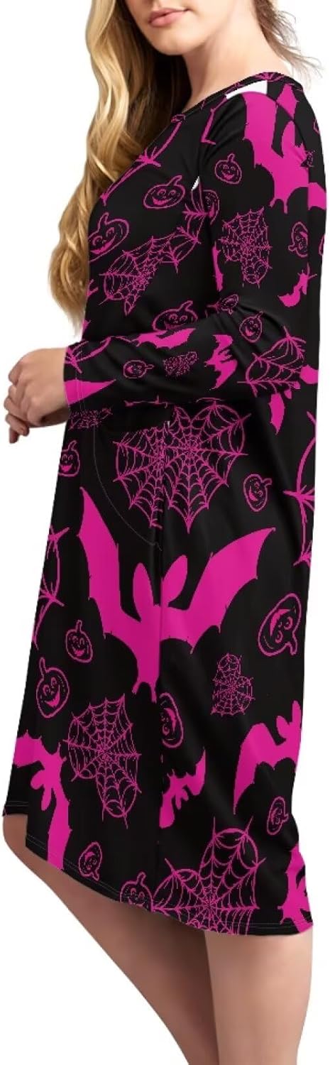 Sleepwear Women Soft Comfy Women's Sleepshirt & Nightgown Loose Sleep Dress with Pockets Long Sleeve Loungewear
