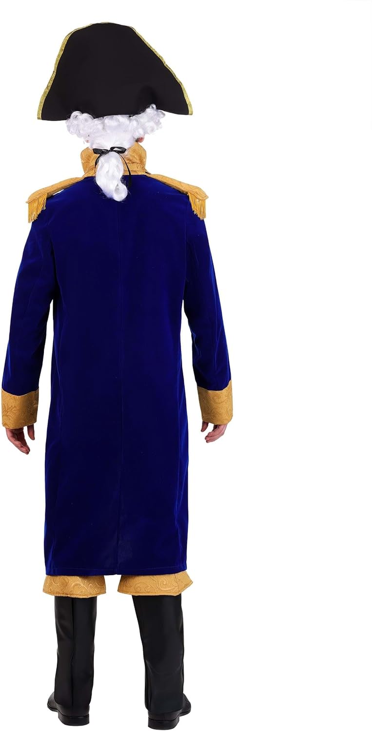 Fun Costumes George Washington Colonial Costume for Men - Blue Velvet Jacket, Vest, Pants, Hat, Ascot, Boot Tops - Blue, Large - Image 7