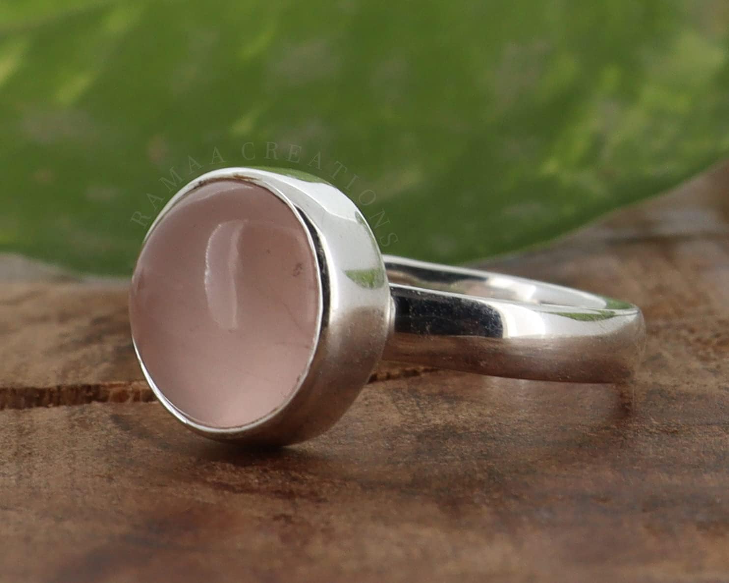 Rose Quartz Silver Ring | Natural Round Rose Quartz Ring | Sterling Silver 925 | Handmade Jewelry