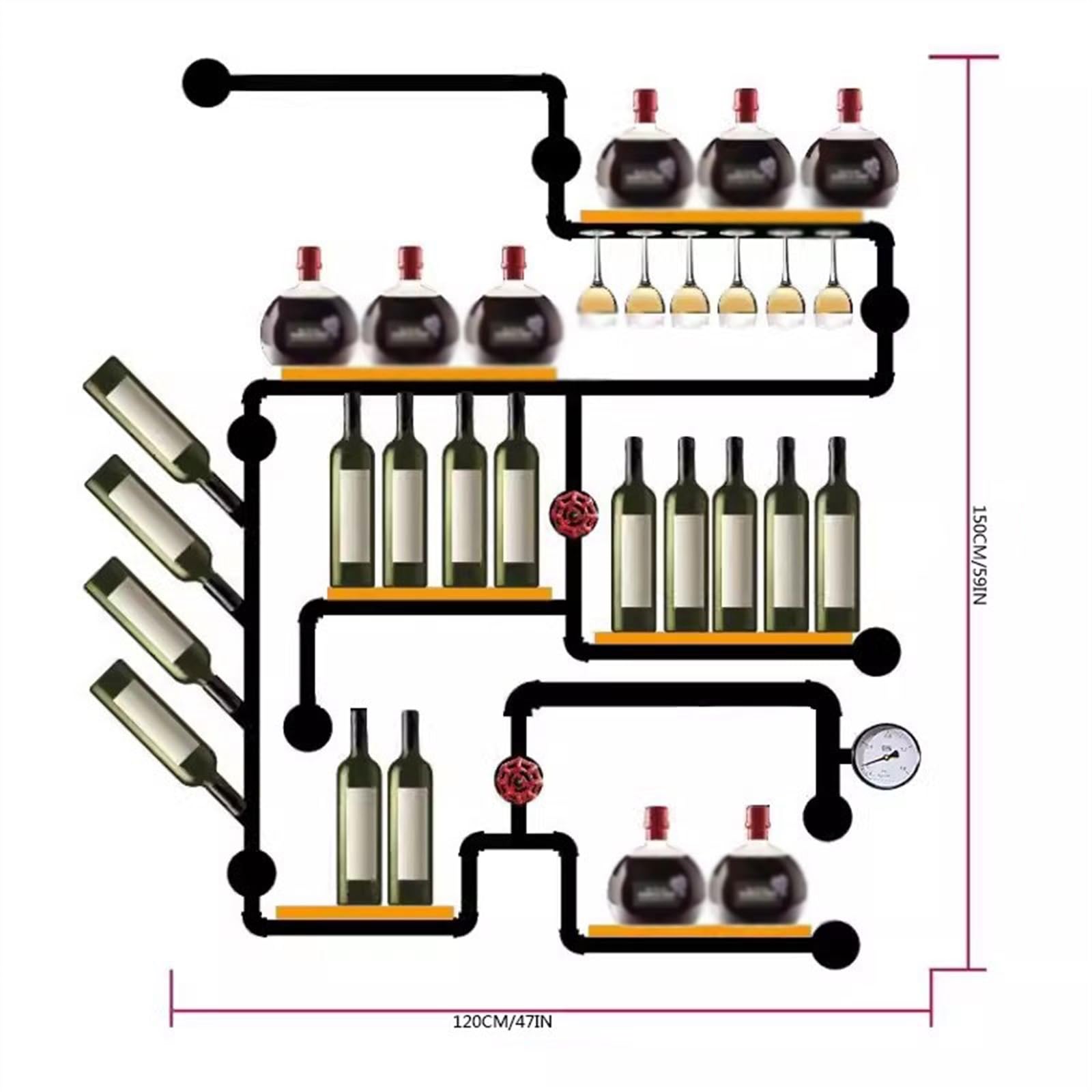 Portabottiglie Raffreddatore for vino maggiordomo in ferro for portabottiglie in stile industriale Cucina
