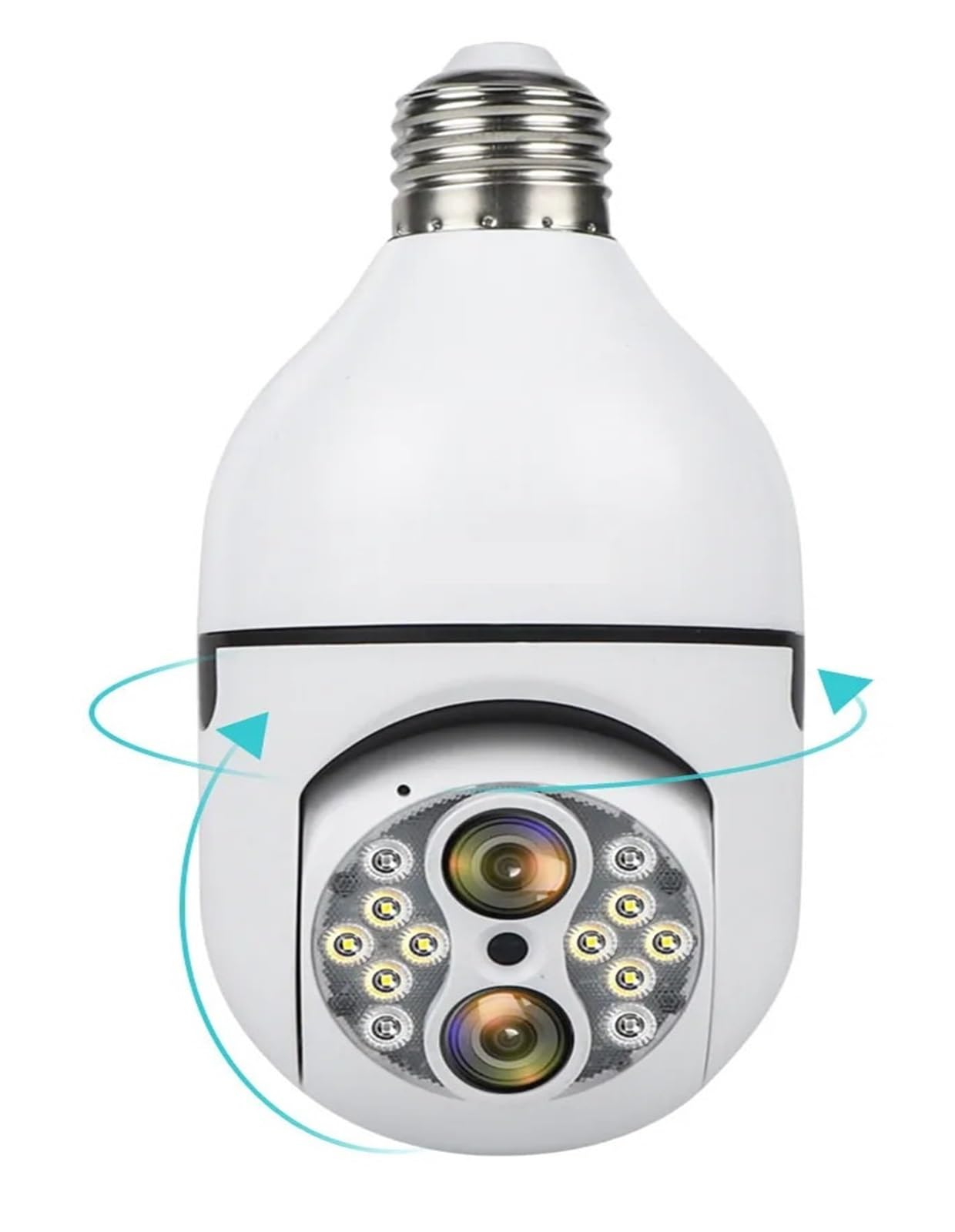 MKHJKIOII Security Camera, 2K 4MP Dual Lens Light Bulb PTZ Camera Human Auto-tracking Wireless Security E27 Interface 10X Optical Zoom(4MP Add 64G Card)