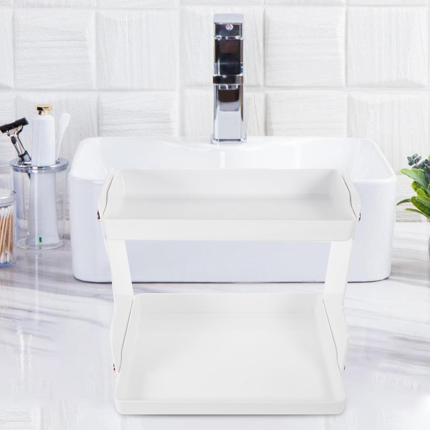 Unomor Kitchen Cabinet Organizer Shelf Bathroom Storage Rack for Toiletries Cosmetics and Kitchen Essentials Space-Saving Vanity Countertop