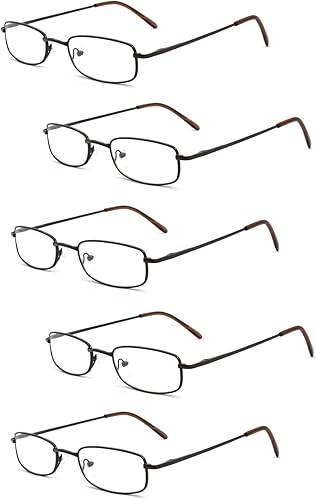 Miniatura 1 de EYE ZOOM - 5 pares de lectores rectangulares de metal para hombres y mujeres, multicolor