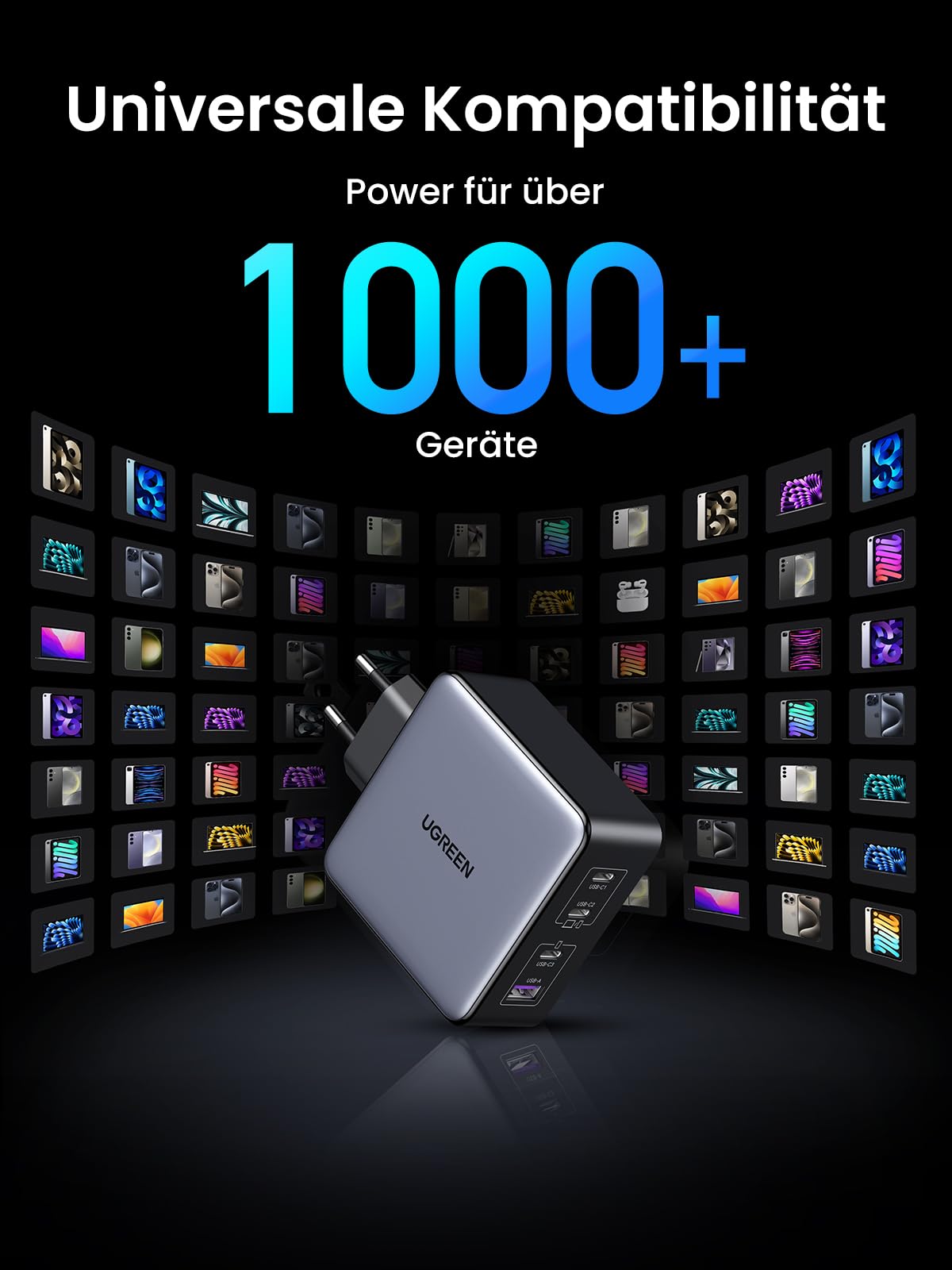 UGREEN USB-C Ladegerät, Nexode X 160W PD 3.1 Netzteil 140W GaN Charger 4-Port Schnellladegerät PPS 45W Kompatibel mit MacBook Pro 16“ 2021, iPhone 17, Galaxy S25 Ultra