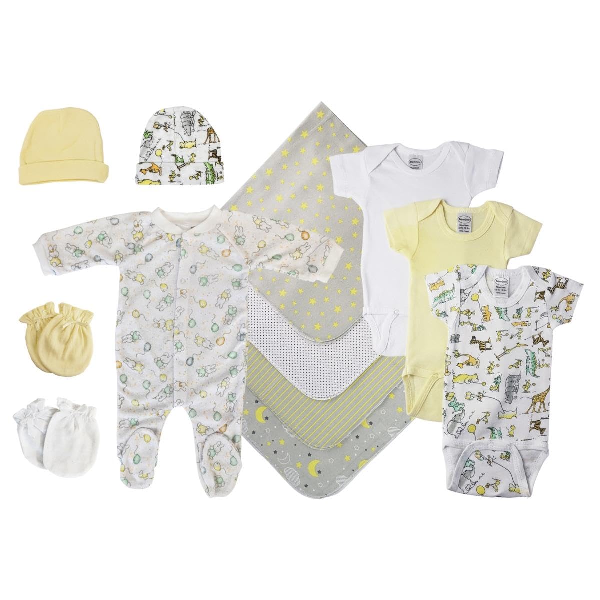 Bambini NC-0539L Unisex Baby 13 Piece Layette Sets White & Yellow - Large