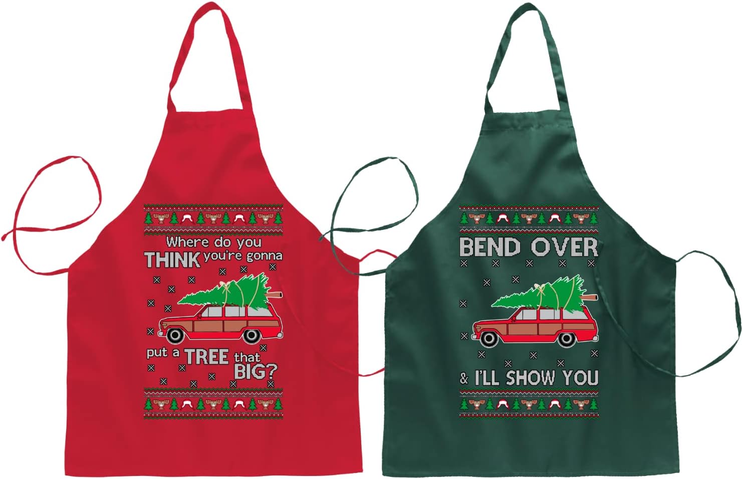 Wild Bobby Todd and Margo,Mommy Claus Daddy Claus,Nice Naughty Xmas Couples Ugly Christmas Graphic Apron