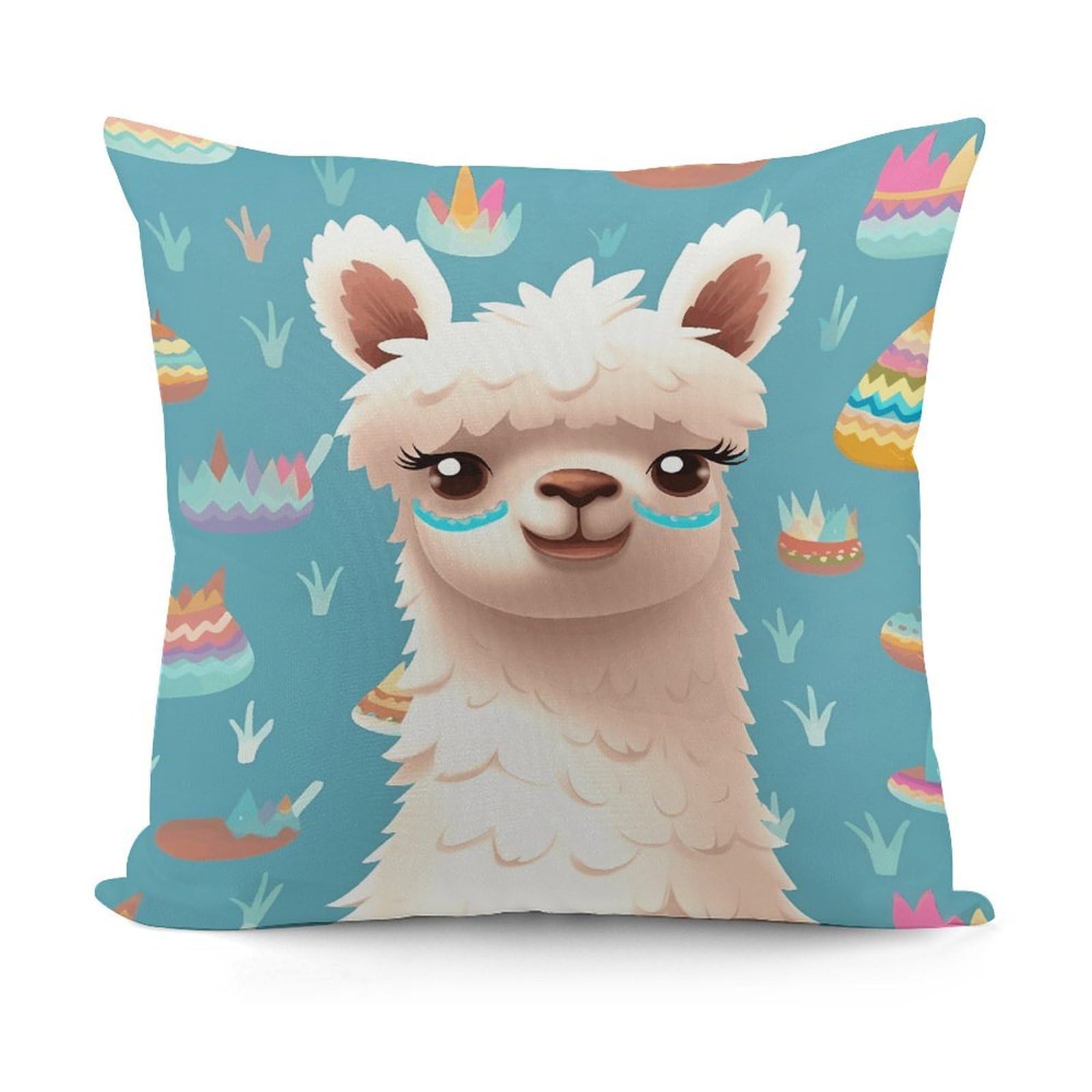 VstaDank Alpaca Patterm Throw Pillow Covers 18x18 Inch Soft Couch Home Decor Cushion Cover Comfortable Plush Square Cushion Case Farmhouse Decorative Pillowcase for Living Couch