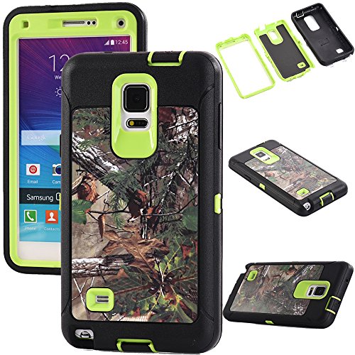 Kecko Realtree Camo Full Body Armor Protective Silicon Case Cover with Built-in Screen Protector for Samsung Galaxy Note 4 - Forest Green