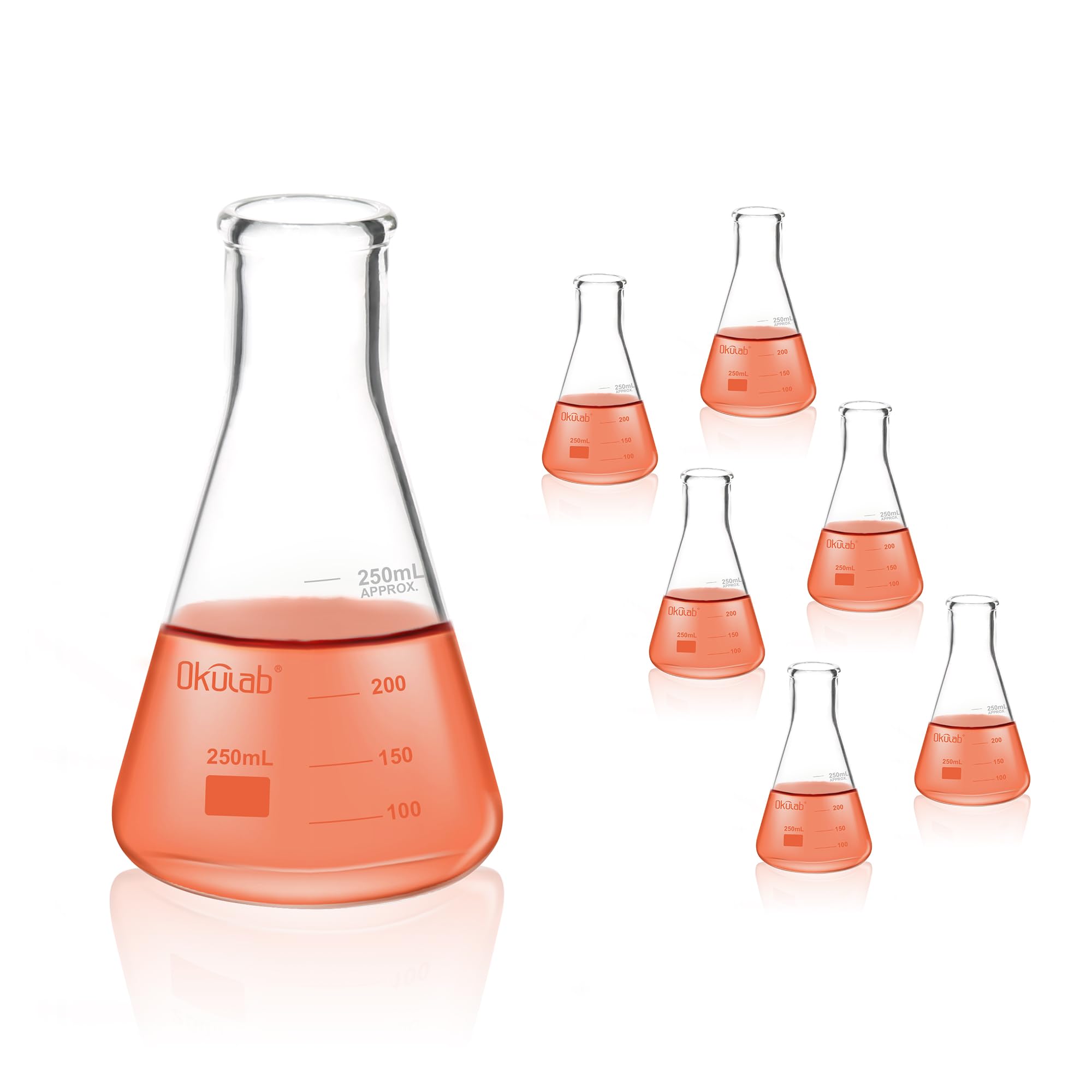 Glass Erlenmeyer Flasks - 6 Pack 50ml -15 Glass Erlenmeyer Flasks - 6 Pack 50ml -15