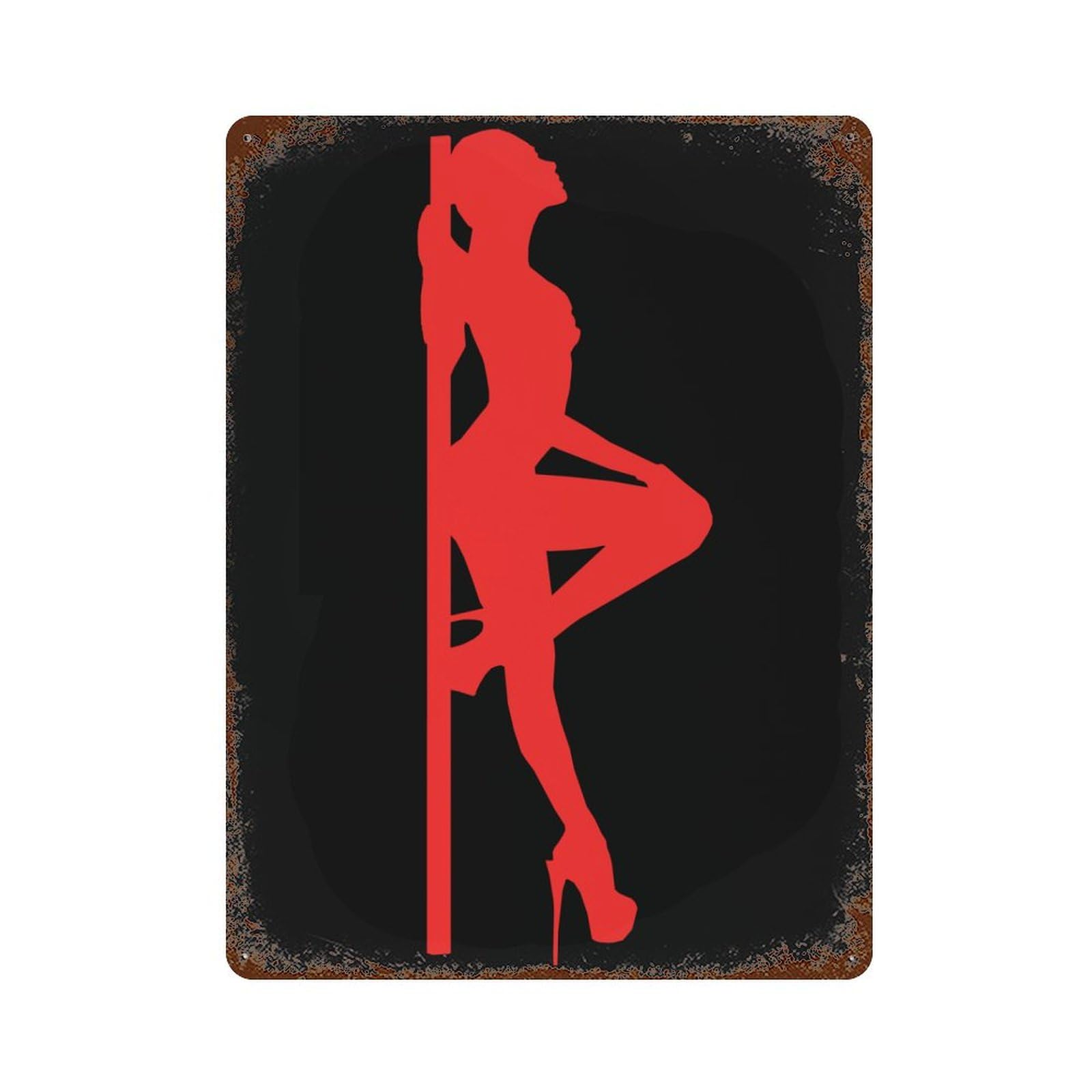 KWQDOZF Pole Dancer Stripper Theme Metal Tin Sign,Vintage Iron Hanging Plate Vertical with Rust Poster Wall Decor 12x16inch