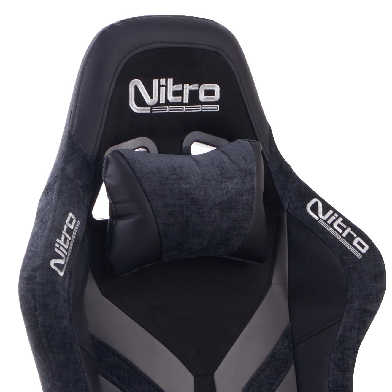 Brigros Nitro - Sedia Gaming In Tessuto Scamosciato E Similpelle Reclinabile 155° Con Cuscino Lombare E Cervicale, Sedia Da Gaming Ergonomica Con Braccioli 3D Regolabili Modello Flyco (Grigio/Nera)