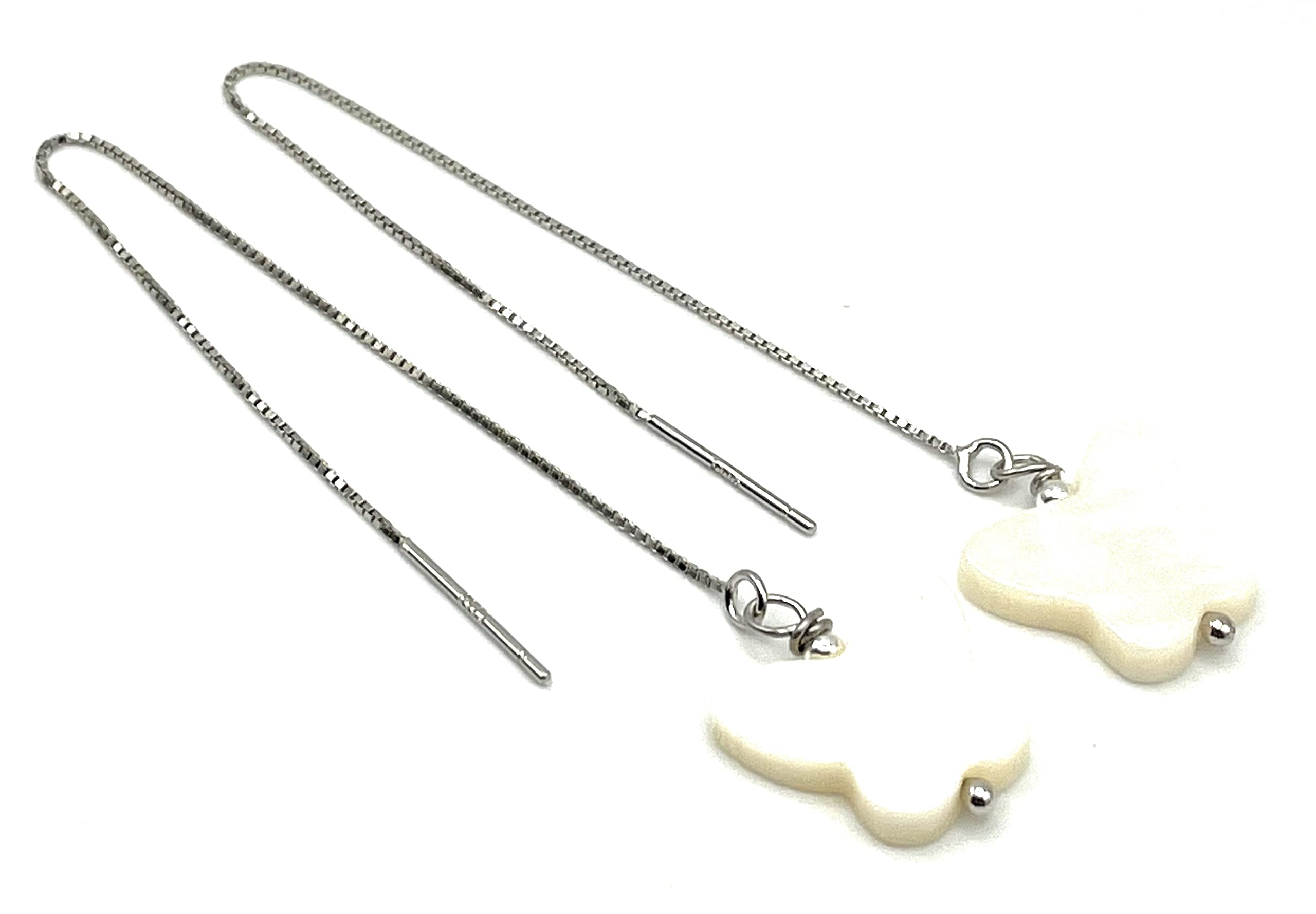Pendientes de Mariposas Blancas de Nacar, Plata 925, Joyas Artesanales Minimalistas, Piedras Naturales, Regalo para Mujer