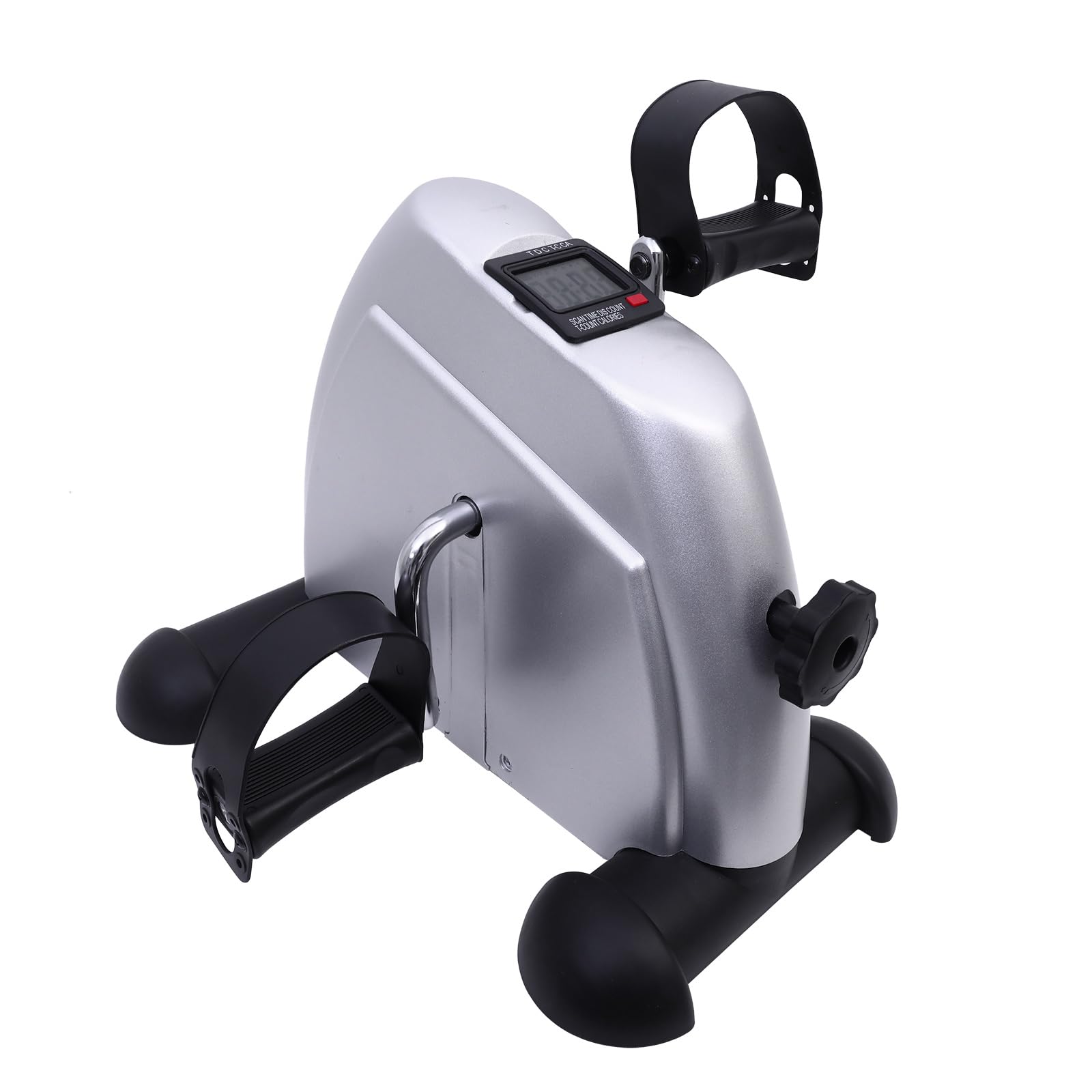 ALSO GO Fitness Cycling Exerciser Mini Pedal Exercise Bike for Home Office, Under Desk Bicycle Trainer with LCD Display, Portable Leg Exerciser While Sitting for Physical Therapy, Silver