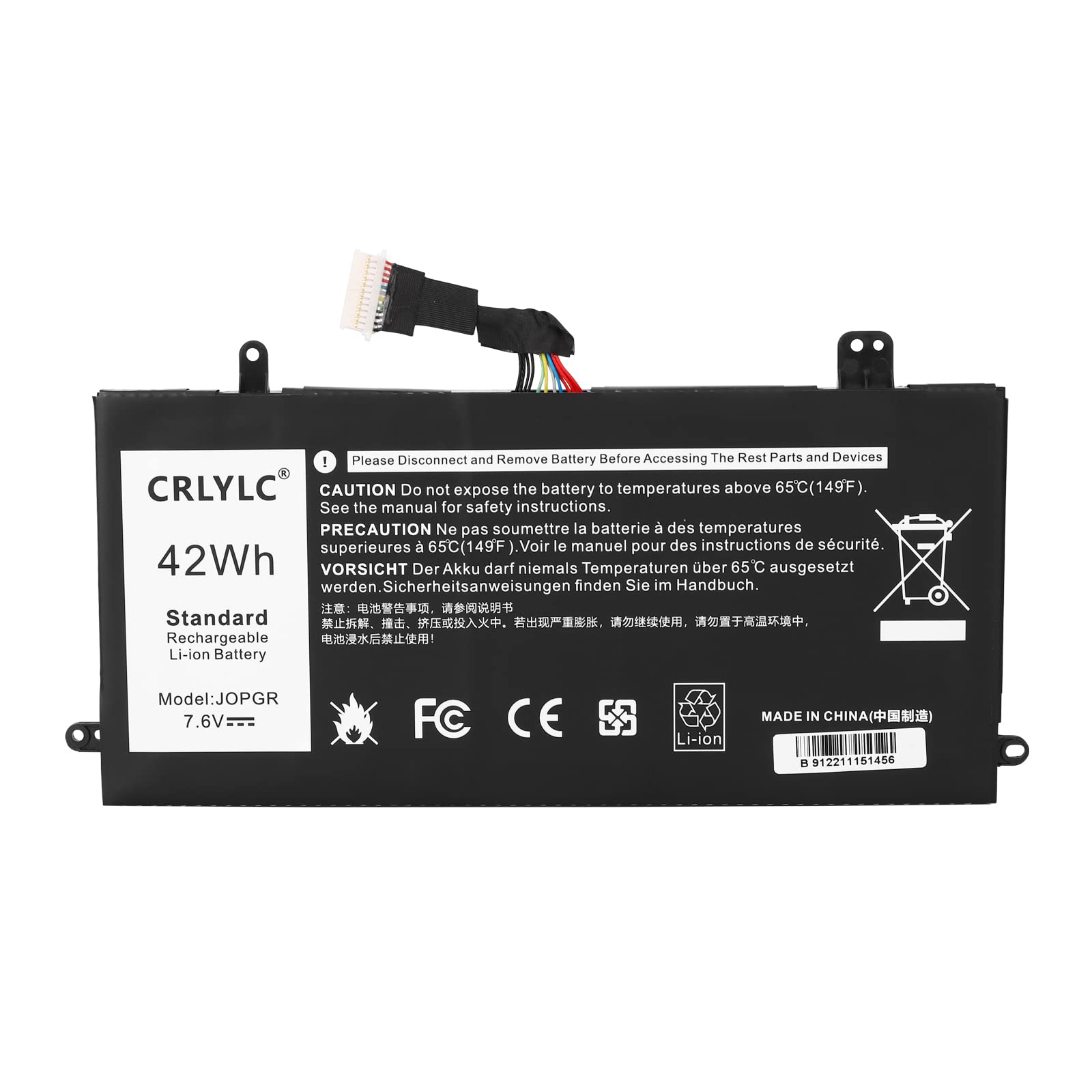 CRLYLC 7.6V 42Wh J0PGR Laptop Battery for Dell Latitude 12 5285 5290 2-in-1 Series T17G Tablet Notebook 0J0PGR JOPGR FTH6F 0FTH6F FTG78 1WND8 X16TW by PART4YOU Battery