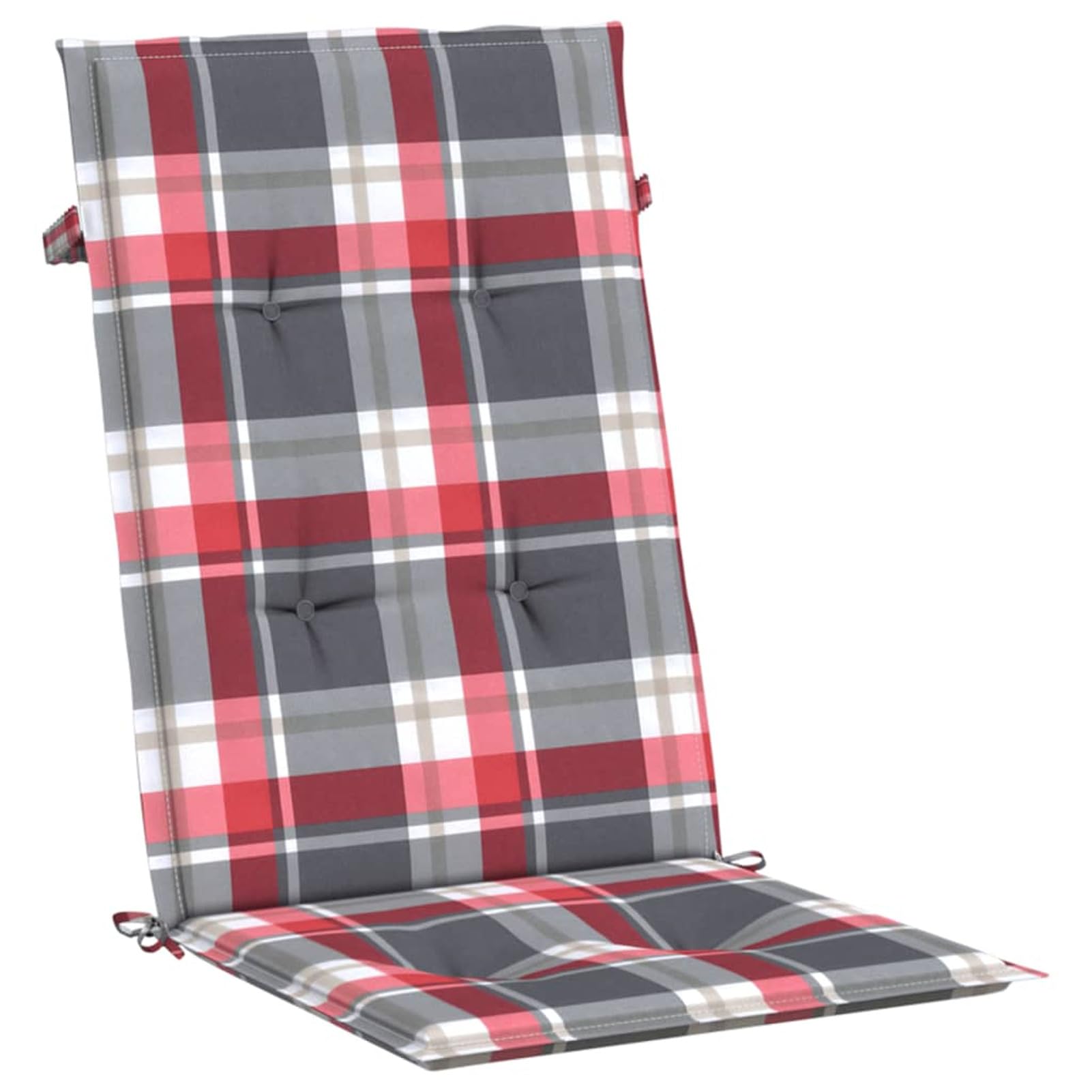 LAPOOH Cojín Silla jardín Respaldo Alto 4 uds Cuadros Rojo 120x50x3 cm, Cojines para Butacas De Jardin, Cojines Sillas Cocina, Cojines para Sillas De Terraza, Cojin Silla Exterior