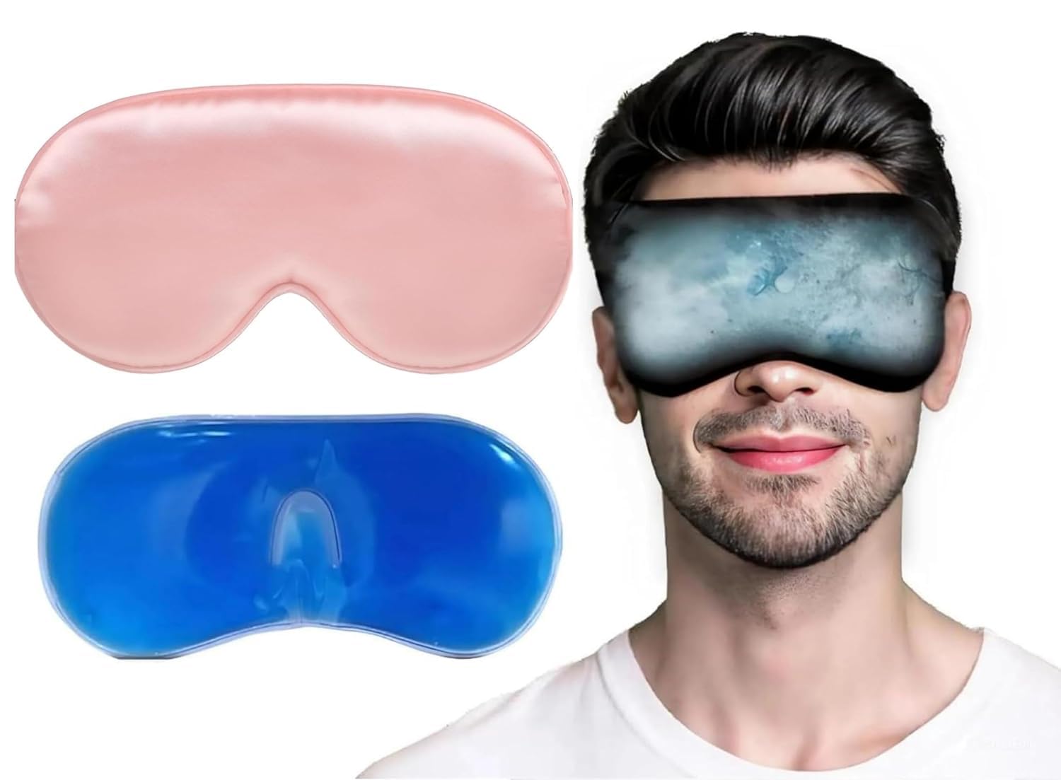QIQI Mulberry Silk Cooling Gel Relaxing Eye Sleep Mask For Dark Circles, Dry Eyes, Cooling Eyes, Pain Relief, Redness, Eye Patches, Sleeping Cool Pad Suitable For All Family Members Sleeping Mask (BLCK_GEL) — Amazon image 8