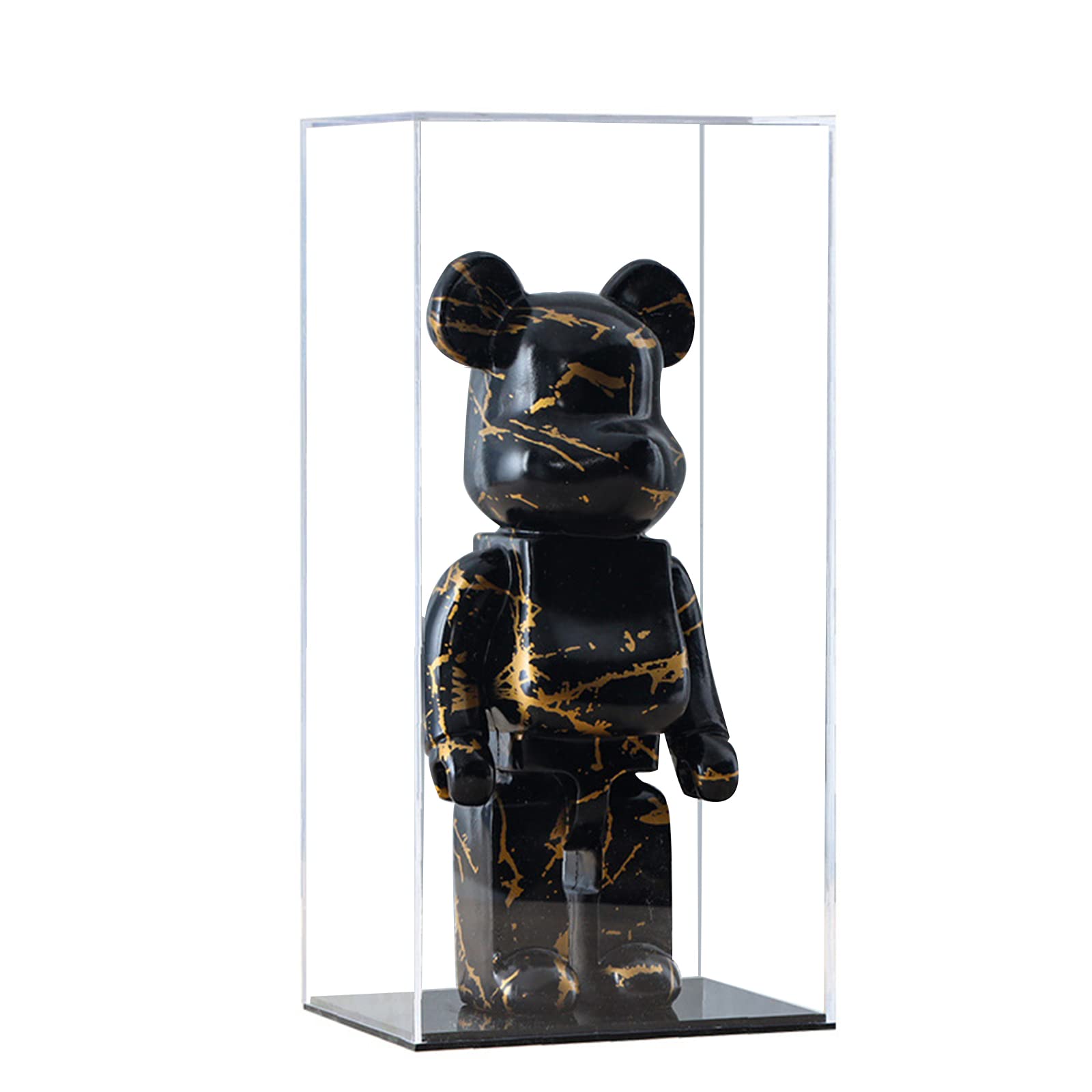 COCEANV Self-Assembly Acrylic Display Case Compatible for Bearbrick 1000 Percent, Large Action Figure Stand Doll Collectibles, Dustproof,Black PVC Base(15x10.6x29.5inch;38x27x75cm), Clear