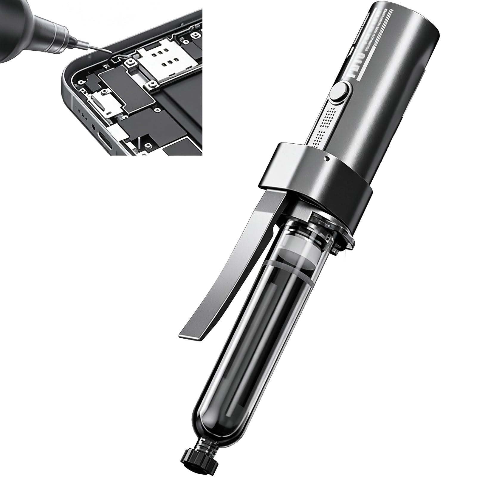 Distributore Pneumatico Portatile di Colla, Erogatore Automatico di Colla UV con 3 Impostazioni di velocità, con Indicatore di Batteria, Erogazione Uniforme, per Adesivi da 10cc/30cc.