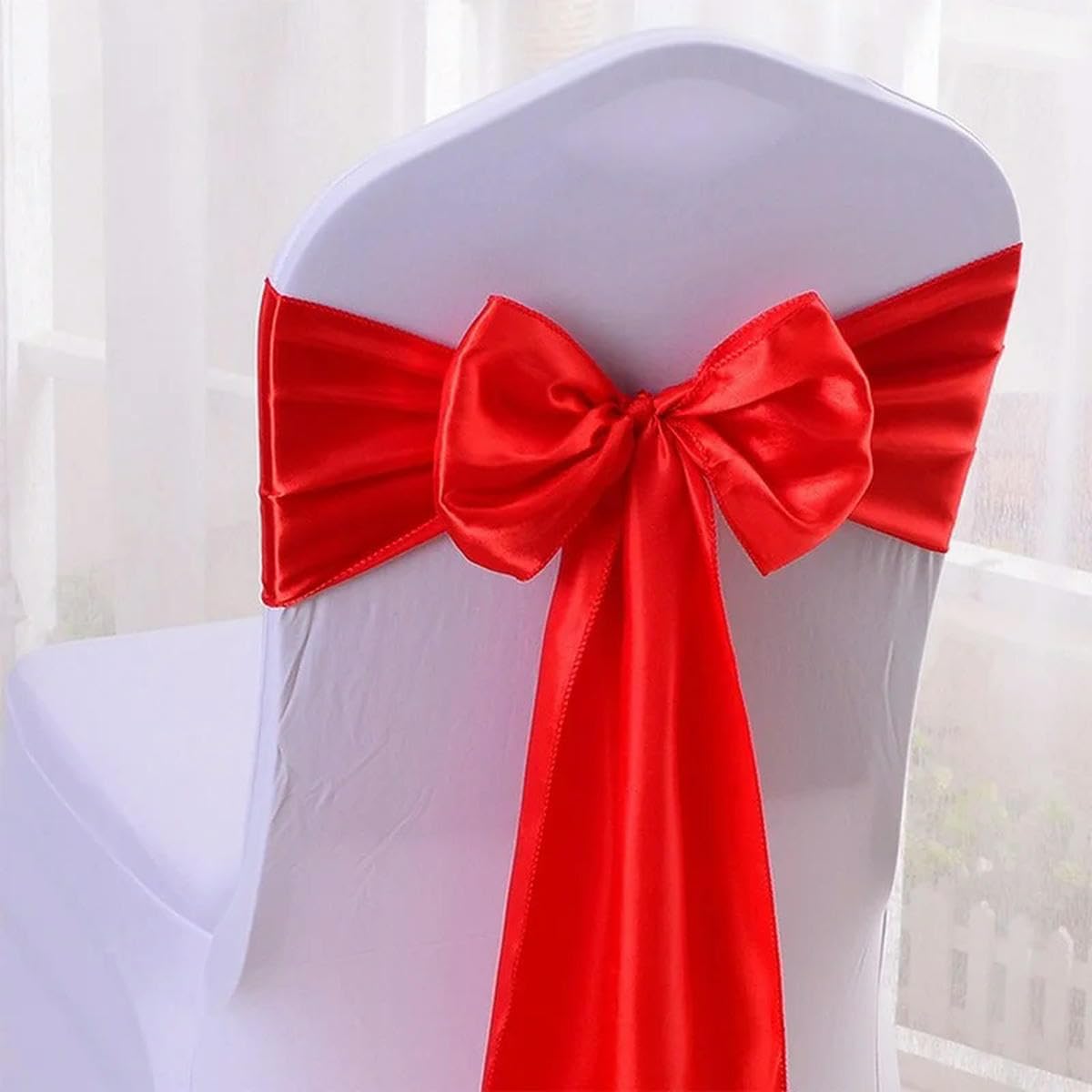 Stuhlschleifen, Satin, für Hochzeit, Innen- und Außenbereich, Stuhlknoten, für Party, Event, Hotel, Bankett, Dekoration, Hellrosa, 100 Stück