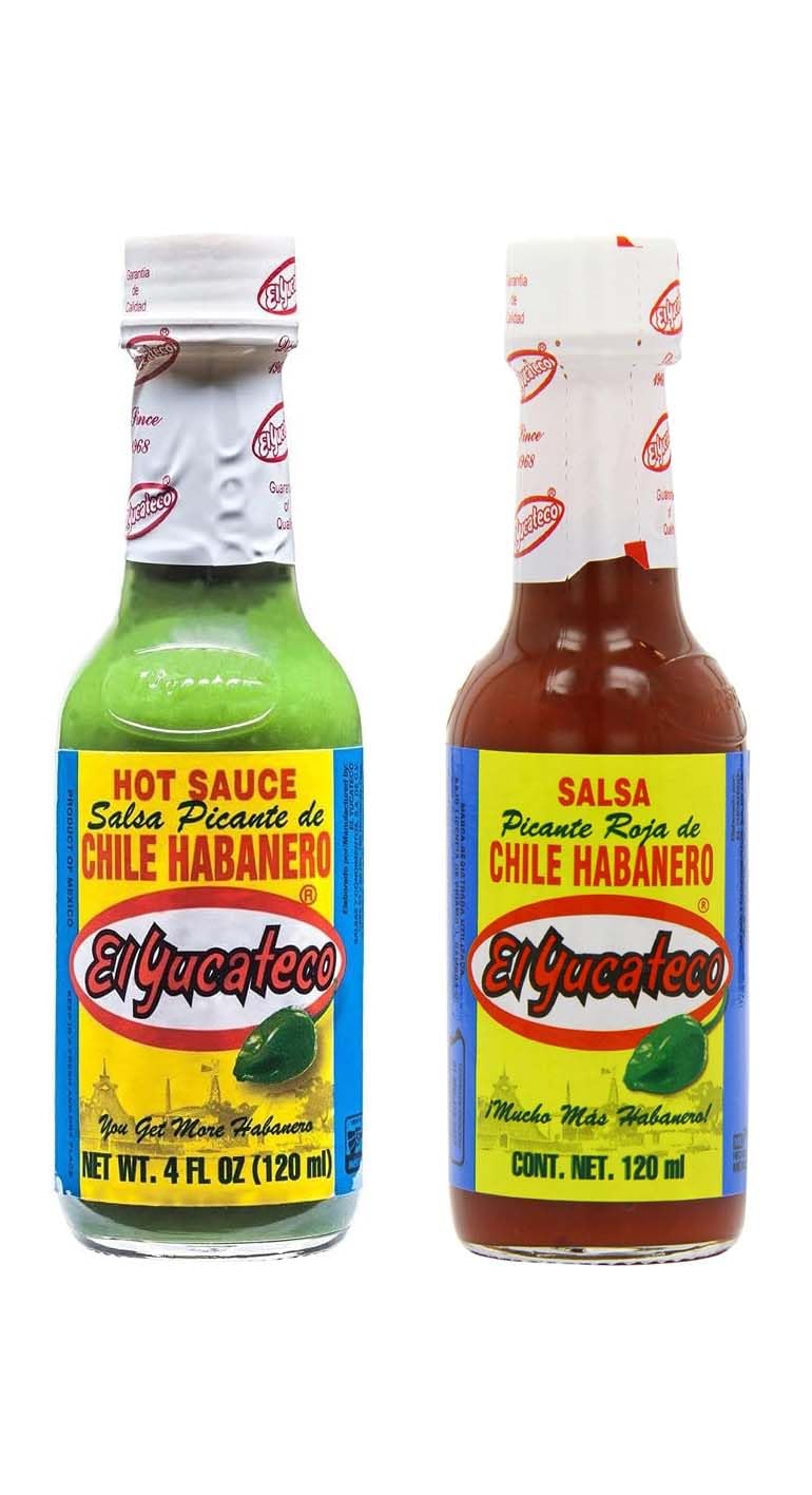 Habanero Sauce Bundle with El Yucateco Red Habanero Sauce 120ml x1 and Green Habanero Sauce 120ml x1 (Pack of 2 Mixed Bundle)