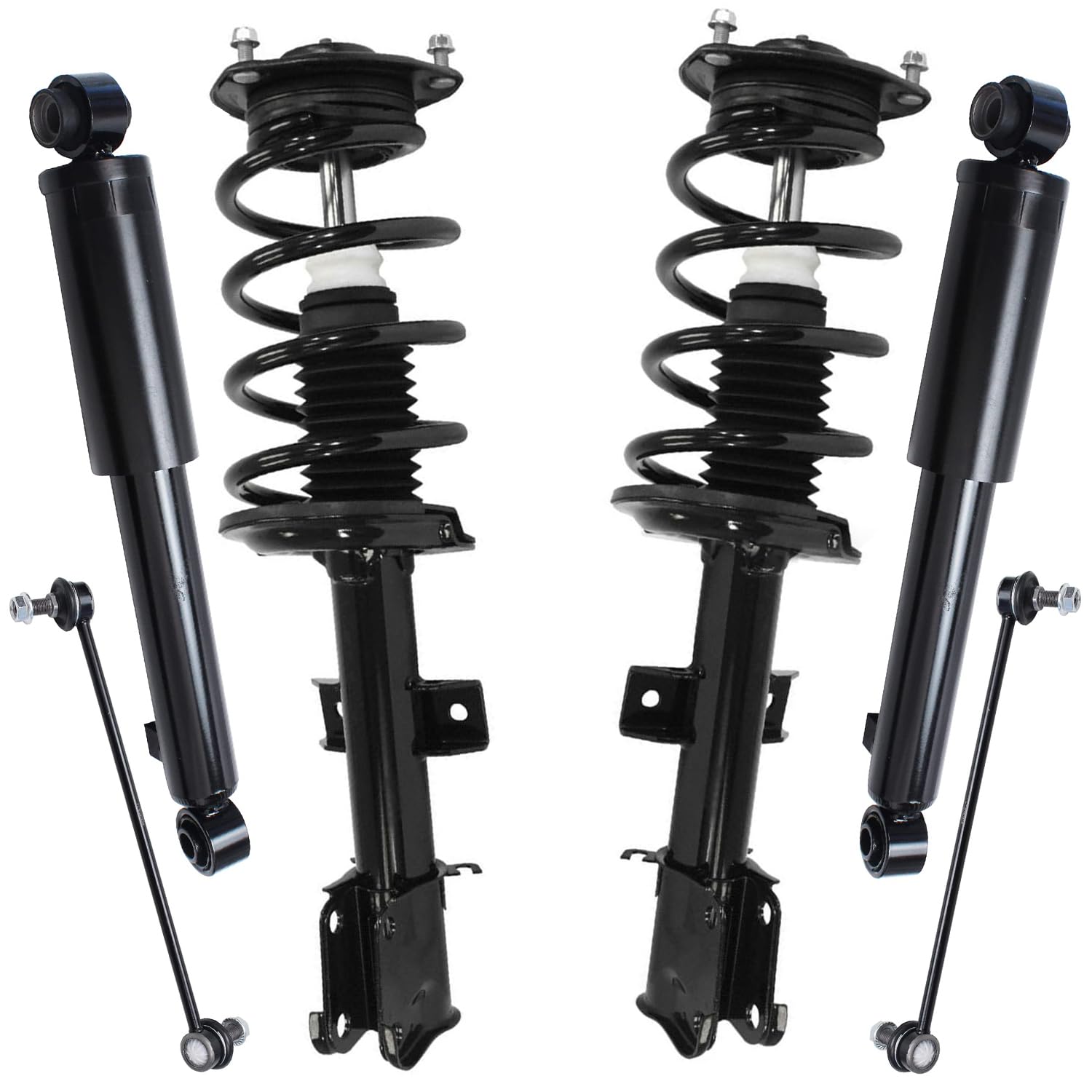 Kit de Suspensão Detroit Axle 6 Peças para Kia Sorento 2011-2013 - 2 Amortecedores Dianteiros com Molas, 2 Links de Barra Estabilizadora Dianteiros e 2 Amortecedores Traseiros