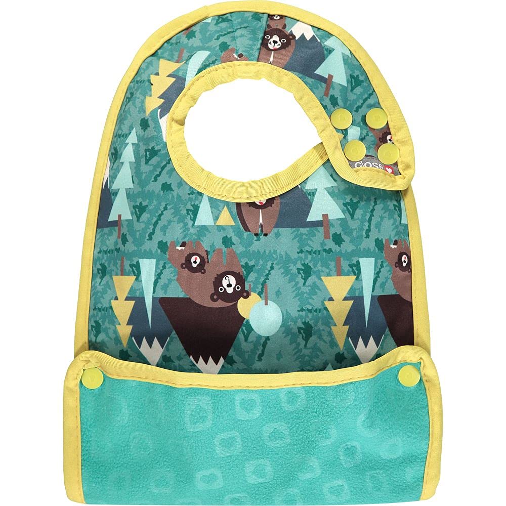 Close Pop-in 6Plus Months Old Baby Dribble Bibs Unisex Waterproof Stain Resistant Simply Wiped Clean Baby Bib Bear Print, Stage 2