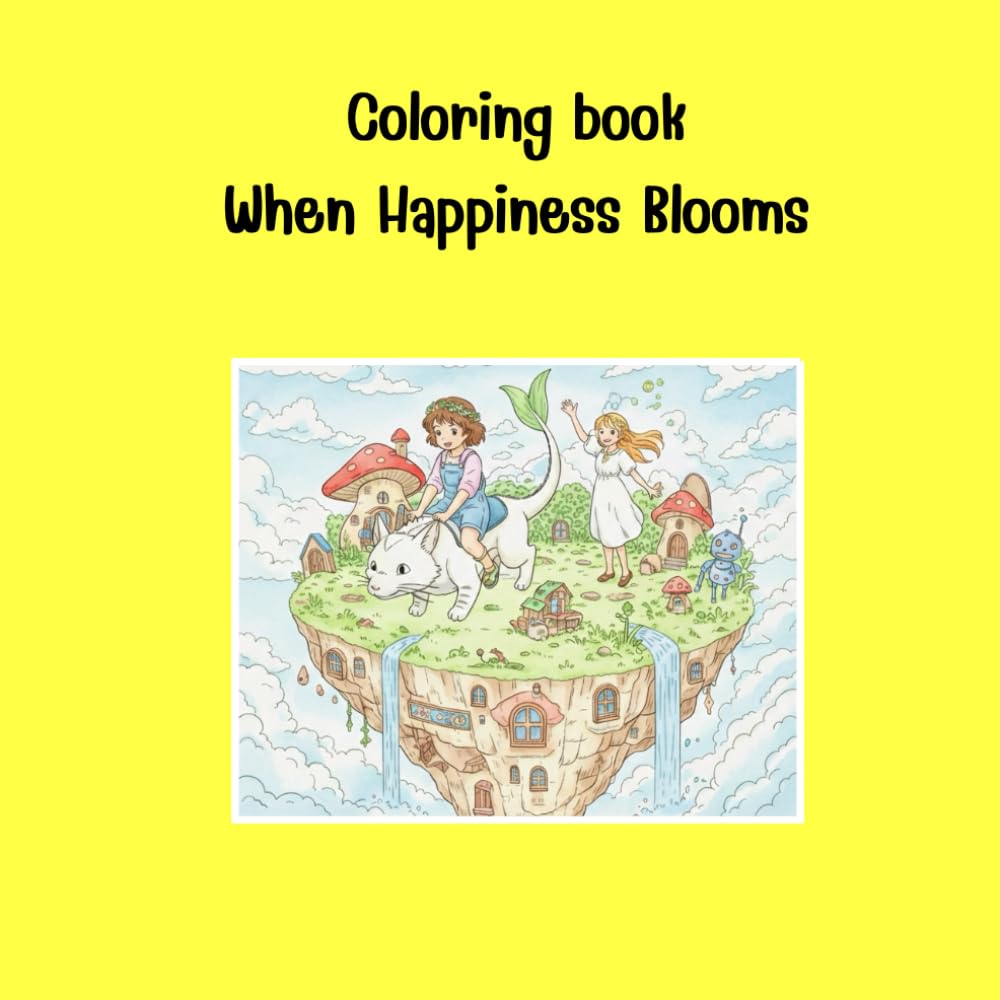 Coloring book : When happiness blooms: Welcome to the Island Spread your wings and fly to the Magic Island above the Clouds.