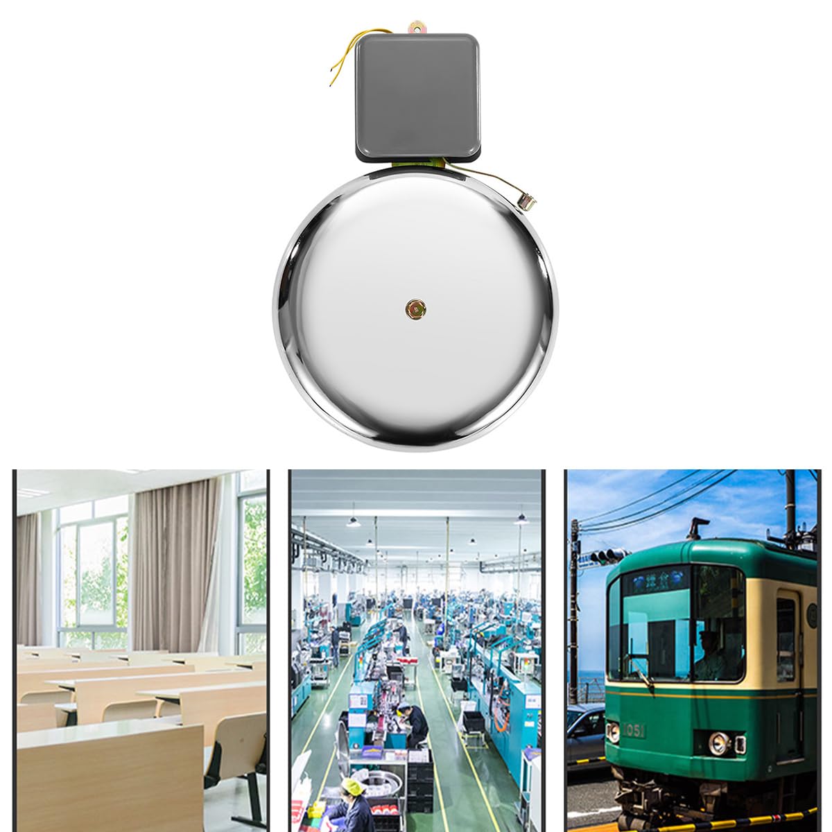 Timbre escolar eléctrico antichispas de acero inoxidable, 150 mm de alcance externo, 220 V CA
