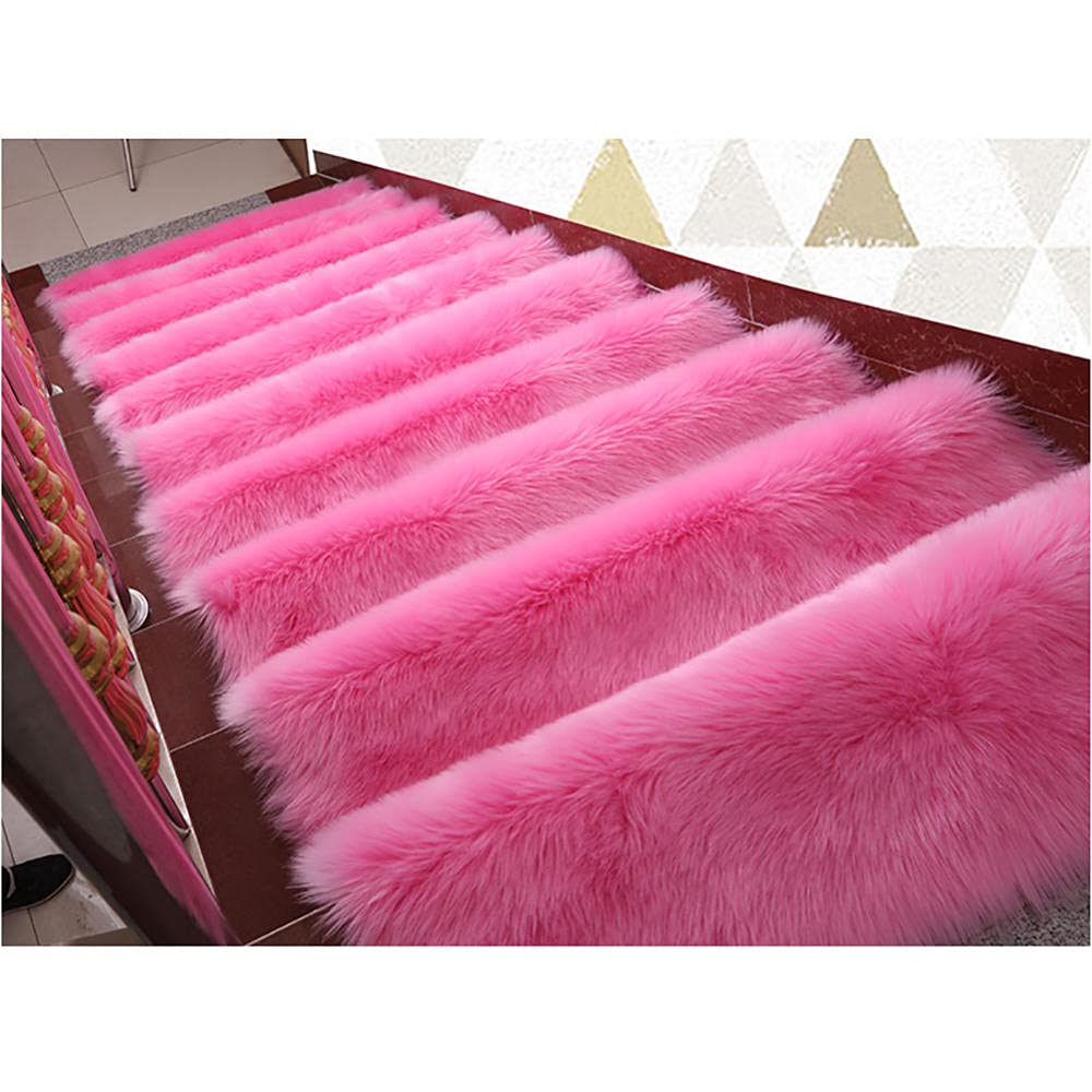 Soffici gradini per Scale Tappeto|Autoadesivi per Scale Antiscivolo|Morbidi e setosi tappeti in Peluche sfocati|Cuscini per tappetini per Scale Interne|Copertura di Protezione per Scale Pelo