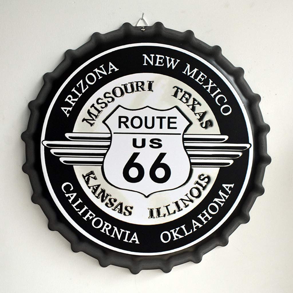 Eureya Metal Tin Sign Beer Bottle Cap Plaque for Home Cafe Bar Wall Decor 35X35cm - Perfect Souvenir (Arizona Route Us 66)