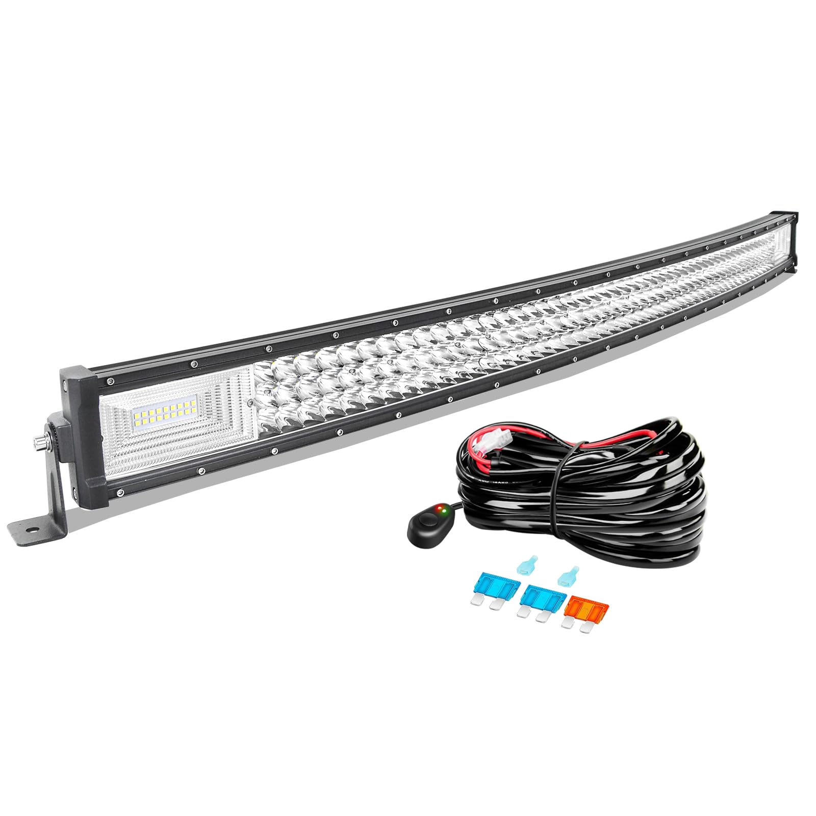 Auxtings Black 42 Inch 540W Curved Triple Row 7D Led Work Light Bar Spot Flood Combo Beam With Wiring Harness Dc 12V-24V 6000K Offroad Vehicles 4X4 Atvs Utvs