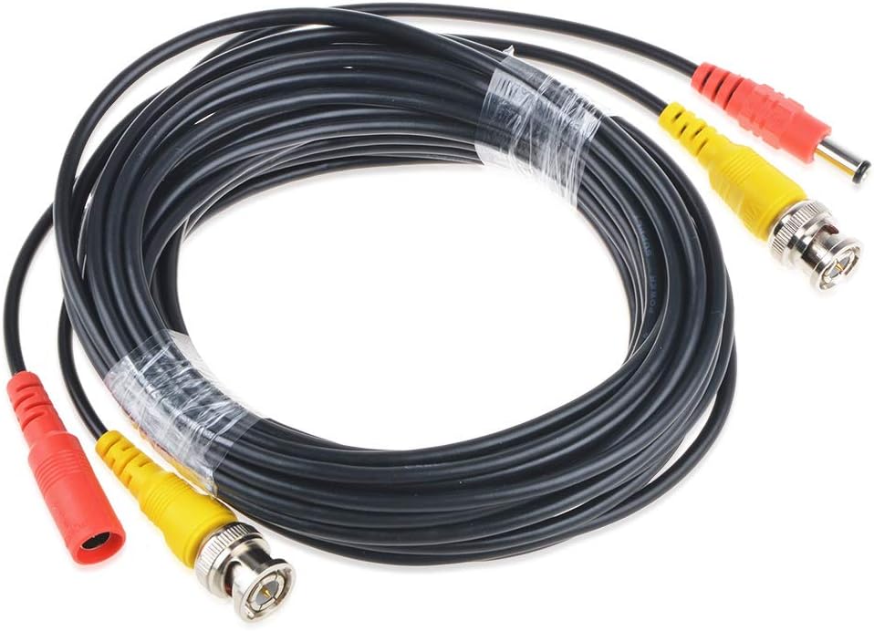 PKPOWER 50ft Black BNC Video Power Wire Cord for Zmodo Q