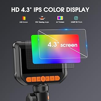 Hijoy Articulating Borescope Camera with Light - Two-Way Endoscope with 8 Adjustable LED Lights | 4.3" LCD Screen | 1920P HD Inspection Cameras with 0.33in Articulated Snake Camera for Men | S20