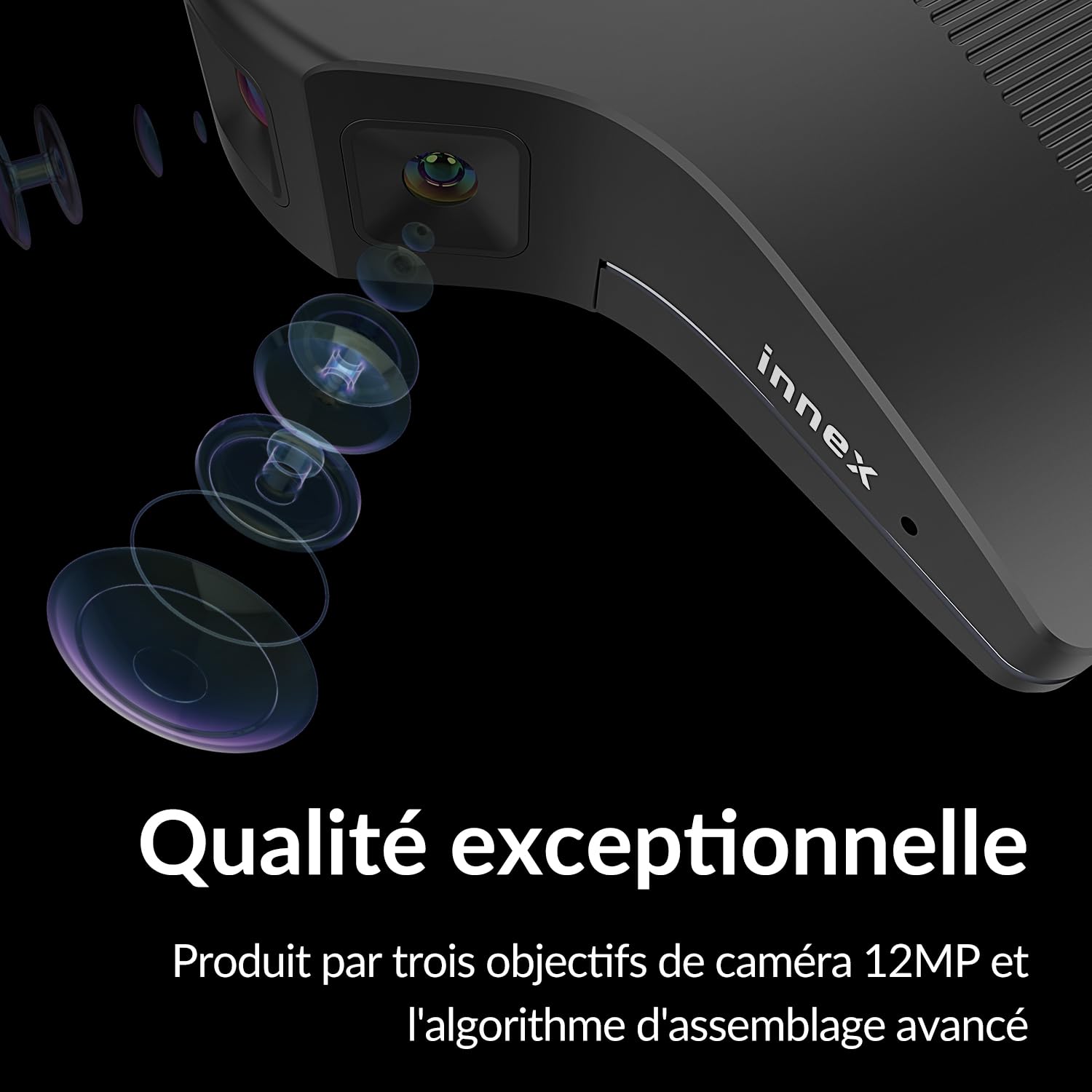 Innex C831 Webcam 4K Panoramique 180° avec Microphone et Suivi Facial IA