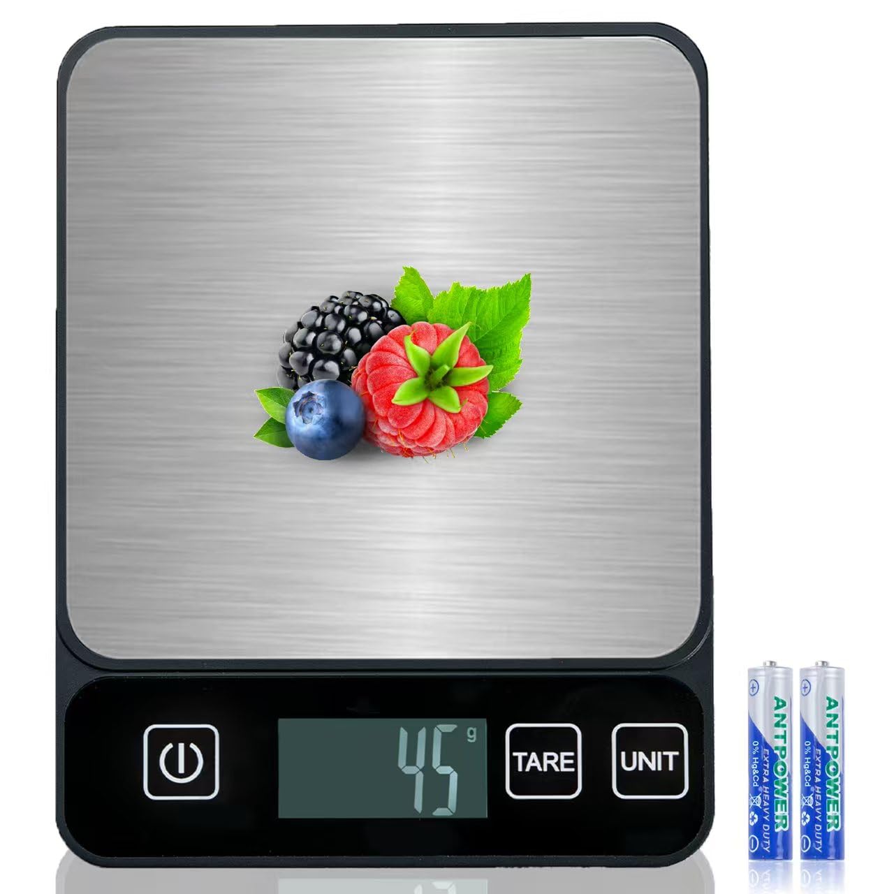 GIBOHOM Küchenwaage Digital, 10 KG Hochpräzise 1 g/0.1 oz Elektronische Kitchen Scale Edelstahl mit LCD Display & Tara-Funktion, Waage Küchenwaage Professionell 6 Maßeinheiten, 2 Batterien Inklusive