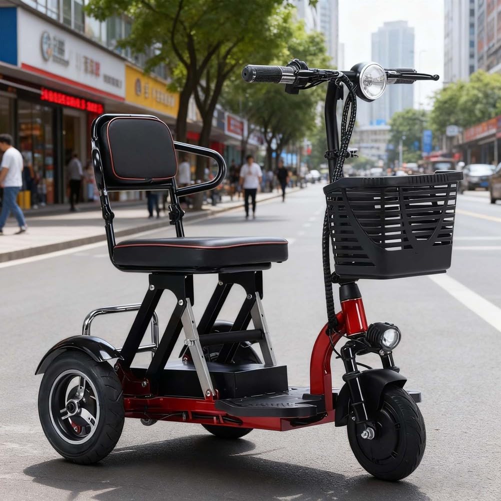 Scooter de mobilité Pliable et léger à 3 Roues, siège Confortable, Parfait pour Les Personnes âgées et handicapées, Idéal pour Une Utilisation en intérieur et en extéri,15a,8 inch